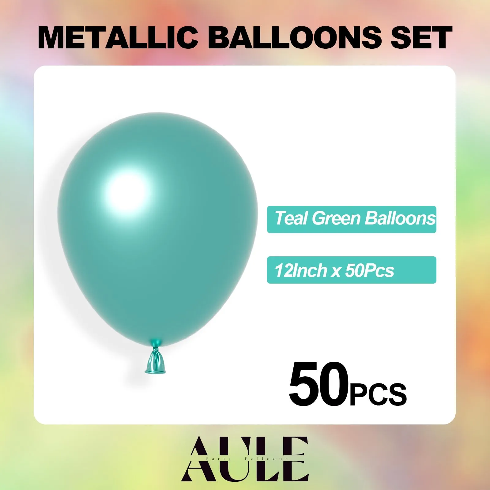 AULE Palloncini Metallizzati Verde Turchese, 50 Pezzi, 30cm - immagine 6