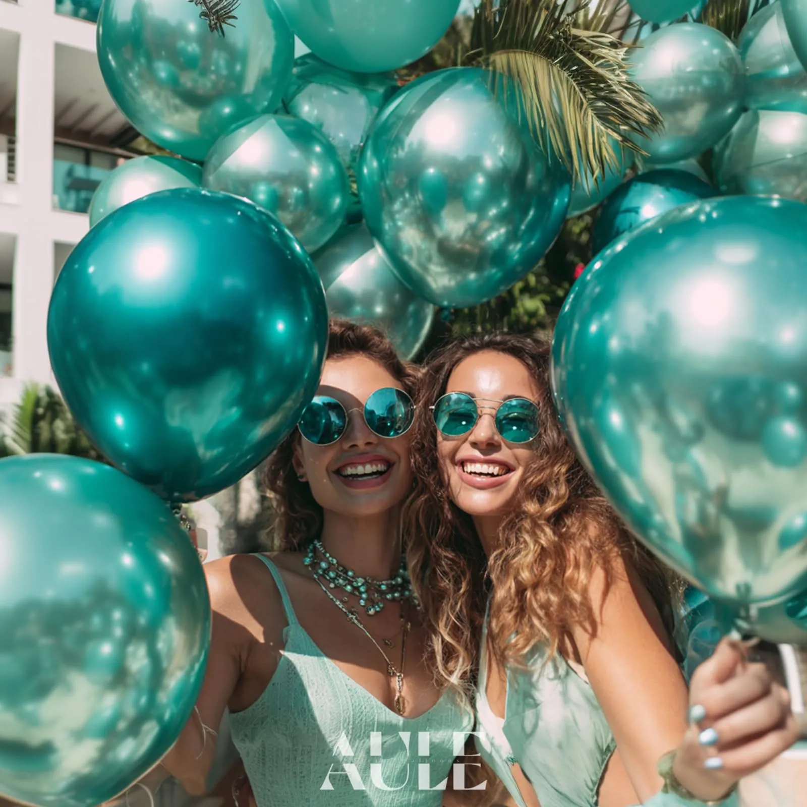 AULE Palloncini Metallizzati Verde Turchese, 50 Pezzi, 30cm - immagine 7