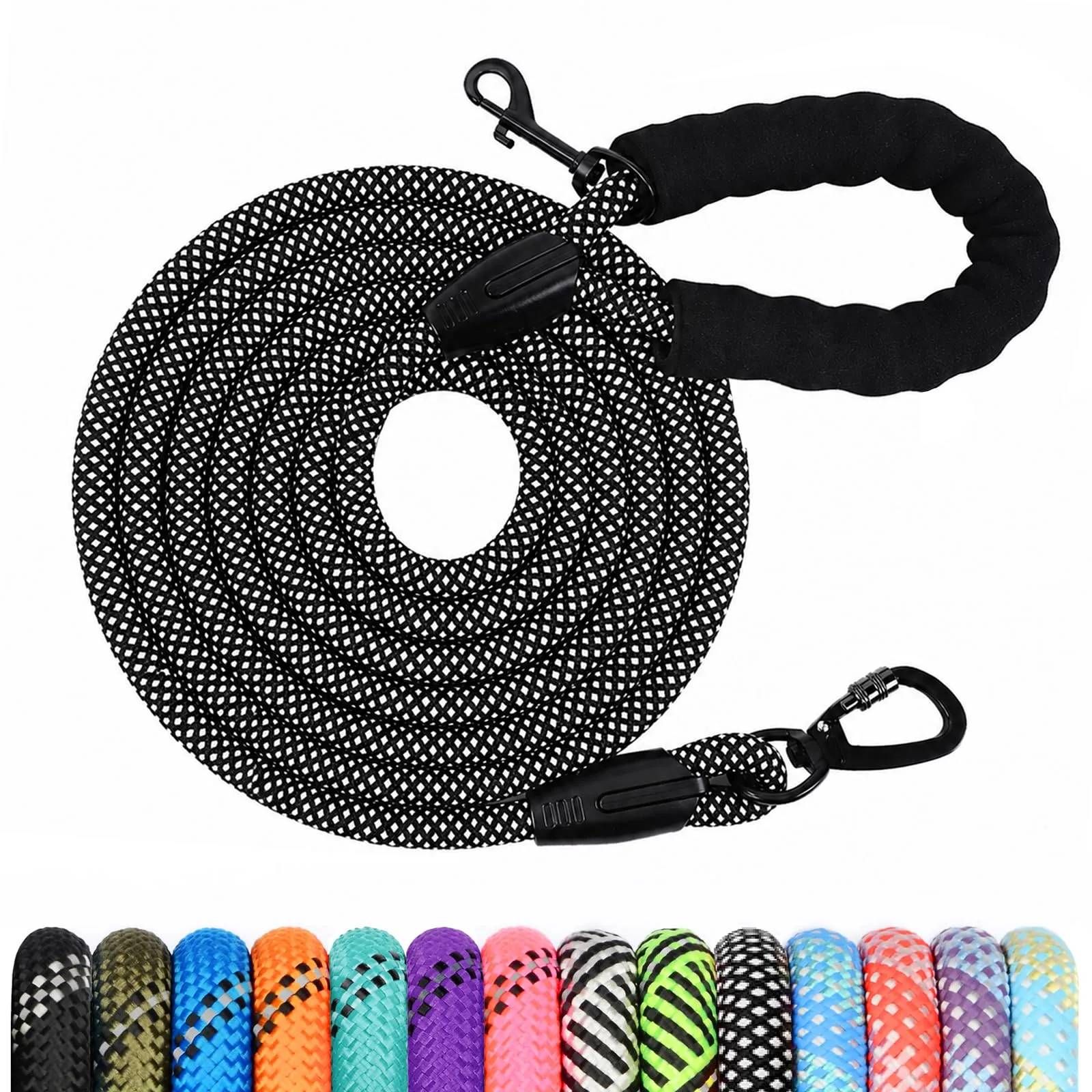 Wodondog Guinzaglio per cani, 20m x 0.8cm, Nero Bianco - immagine 1