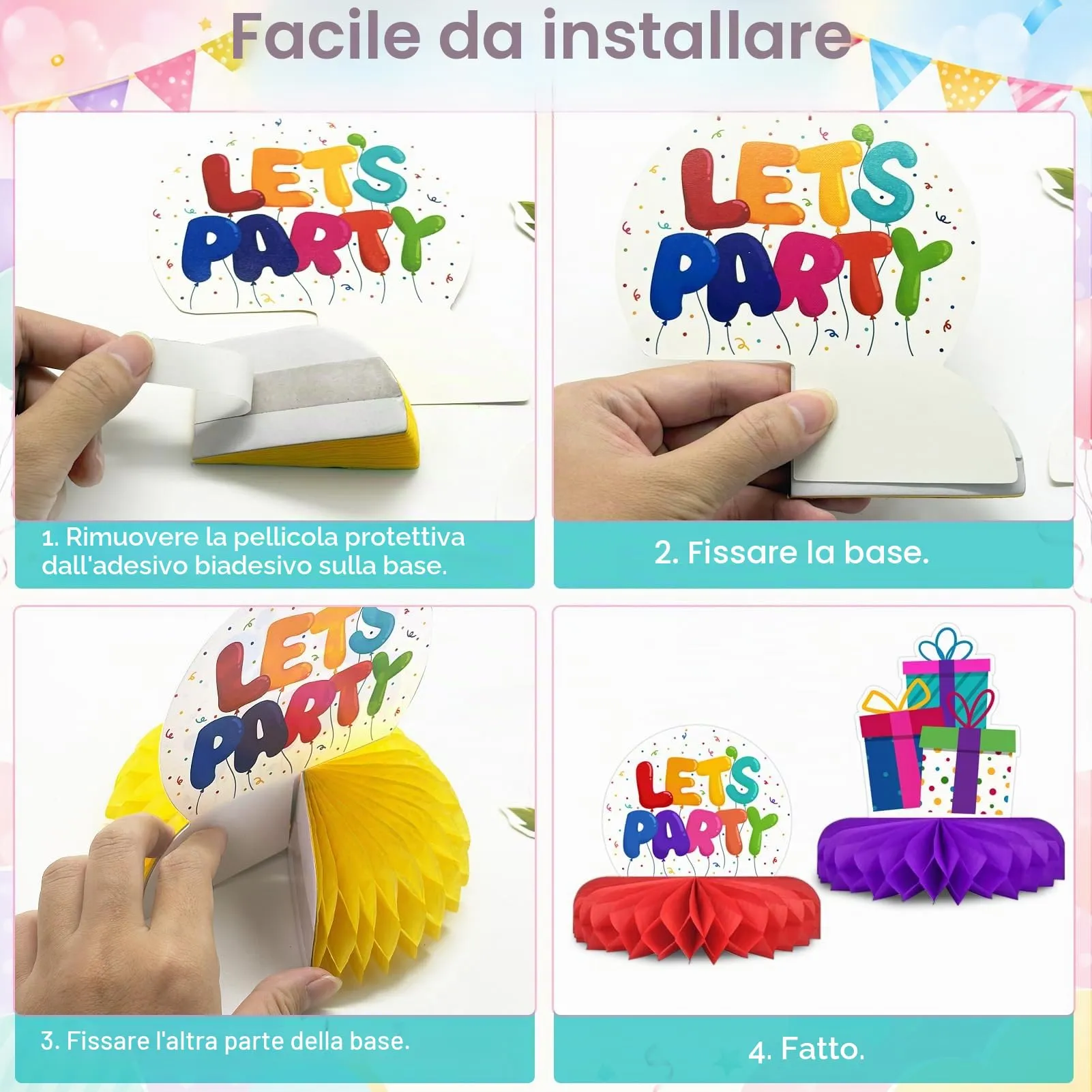 TaimeiMao Decorazioni a Nido d'Ape per Compleanno, 9 Pezzi - immagine 3