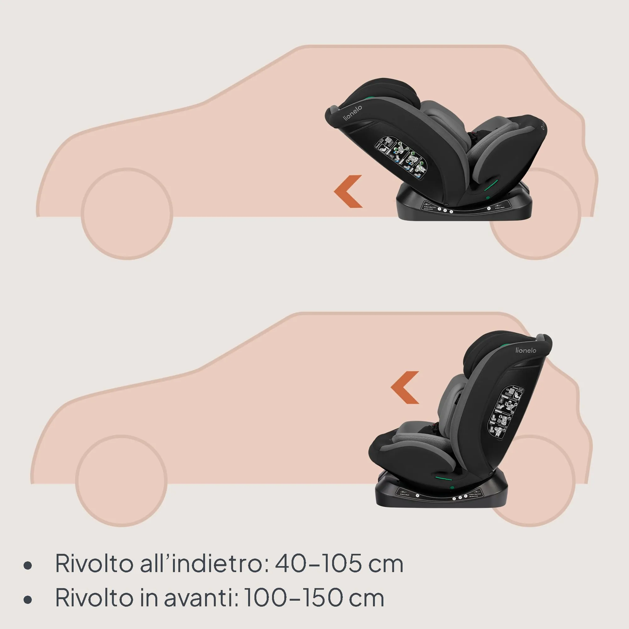 Lionelo Aart i-Size Seggiolino Auto Bambini 0-12 anni, Norma R129 - immagine 5