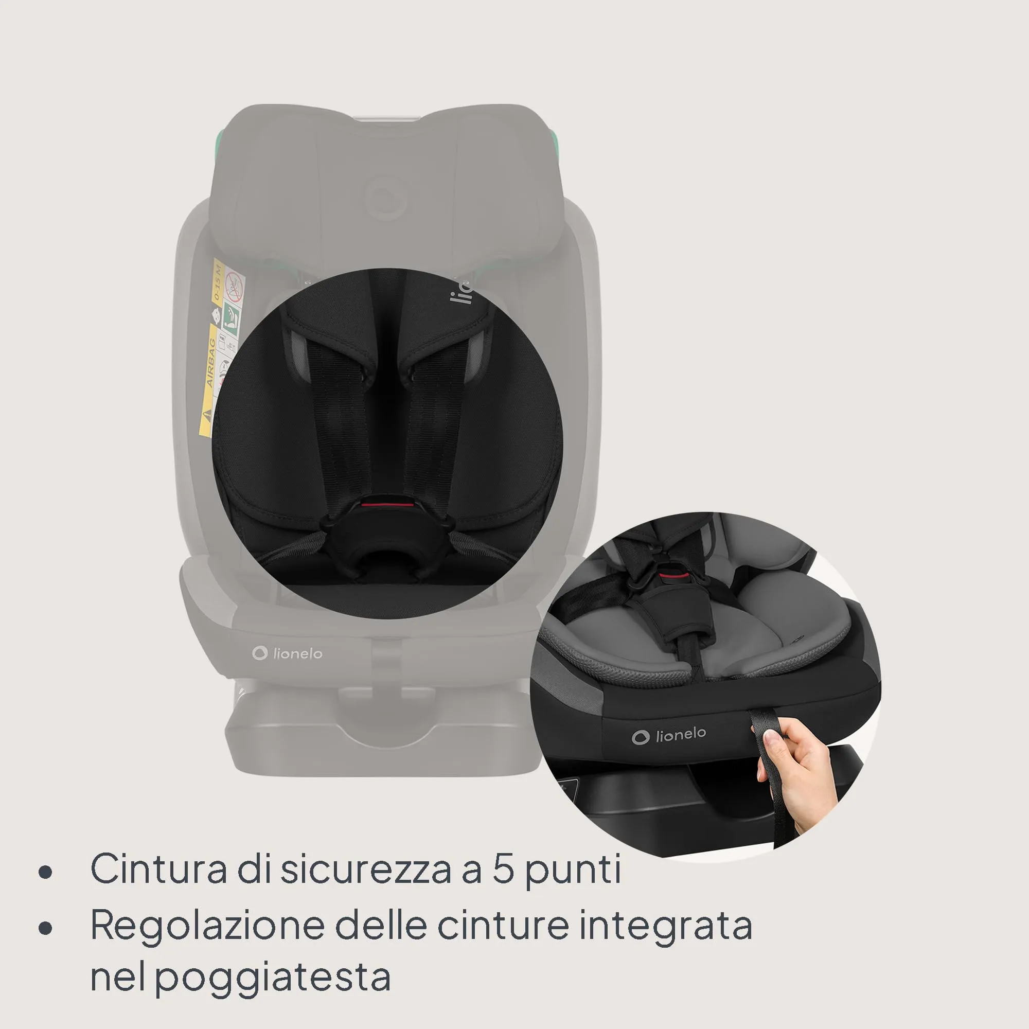 Lionelo Aart i-Size Seggiolino Auto Bambini 0-12 anni, Norma R129 - immagine 10