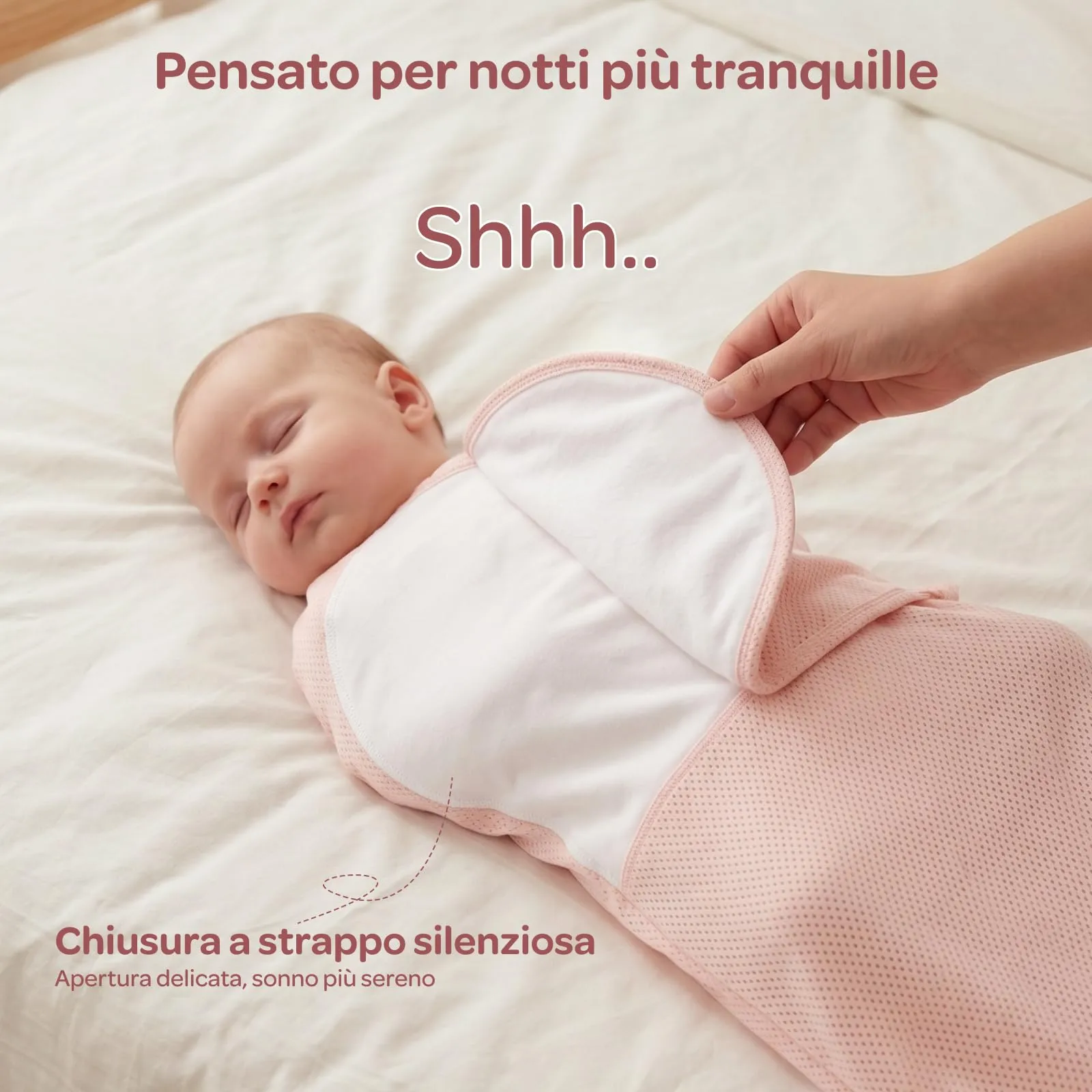 momcozy Swaddle Neonato AirFlow Sacco Nanna in Cotone, 2 Pezzi, Rosa, 0-3 M - immagine 5