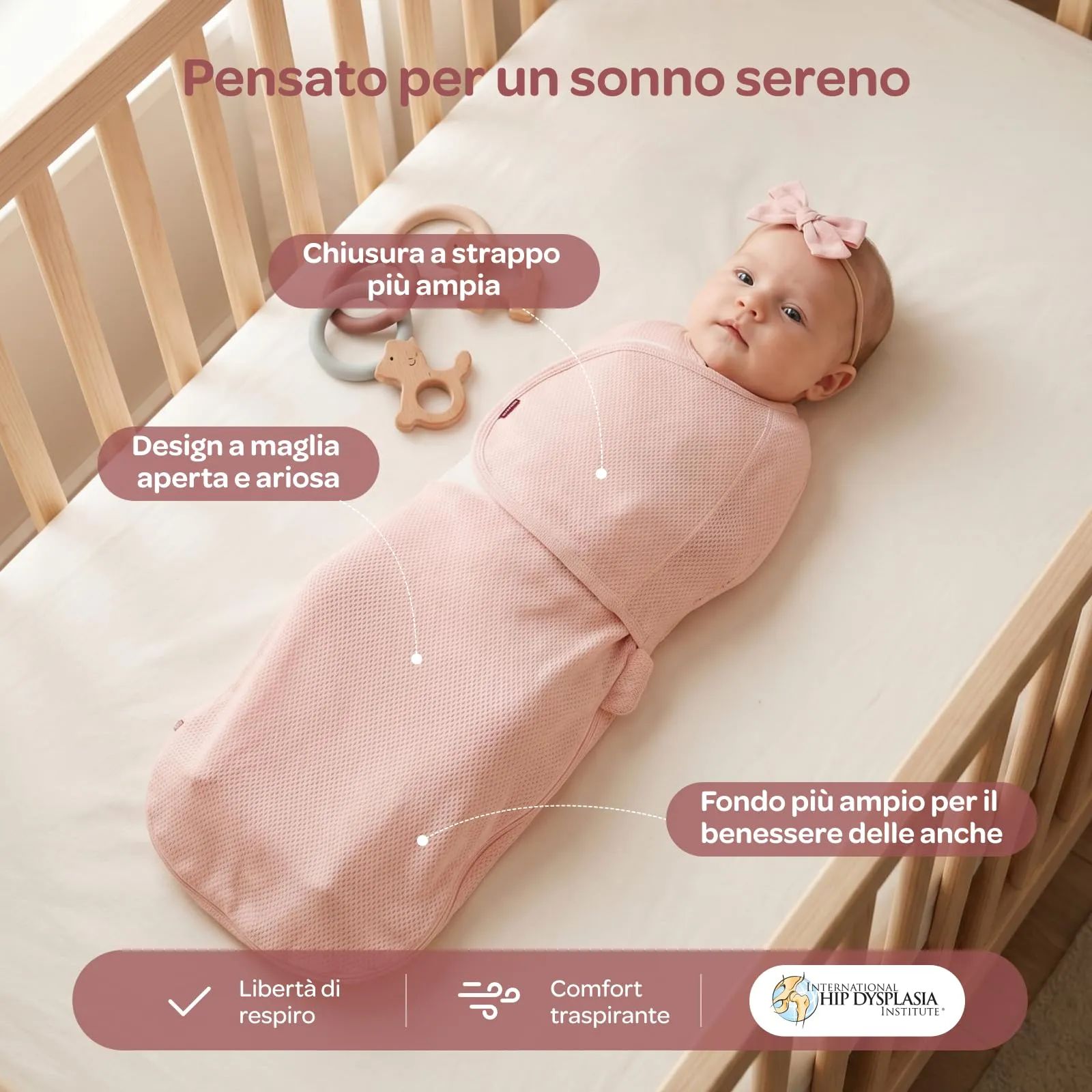 momcozy Swaddle Neonato AirFlow Sacco Nanna in Cotone, 2 Pezzi, Rosa, 0-3 M - immagine 6