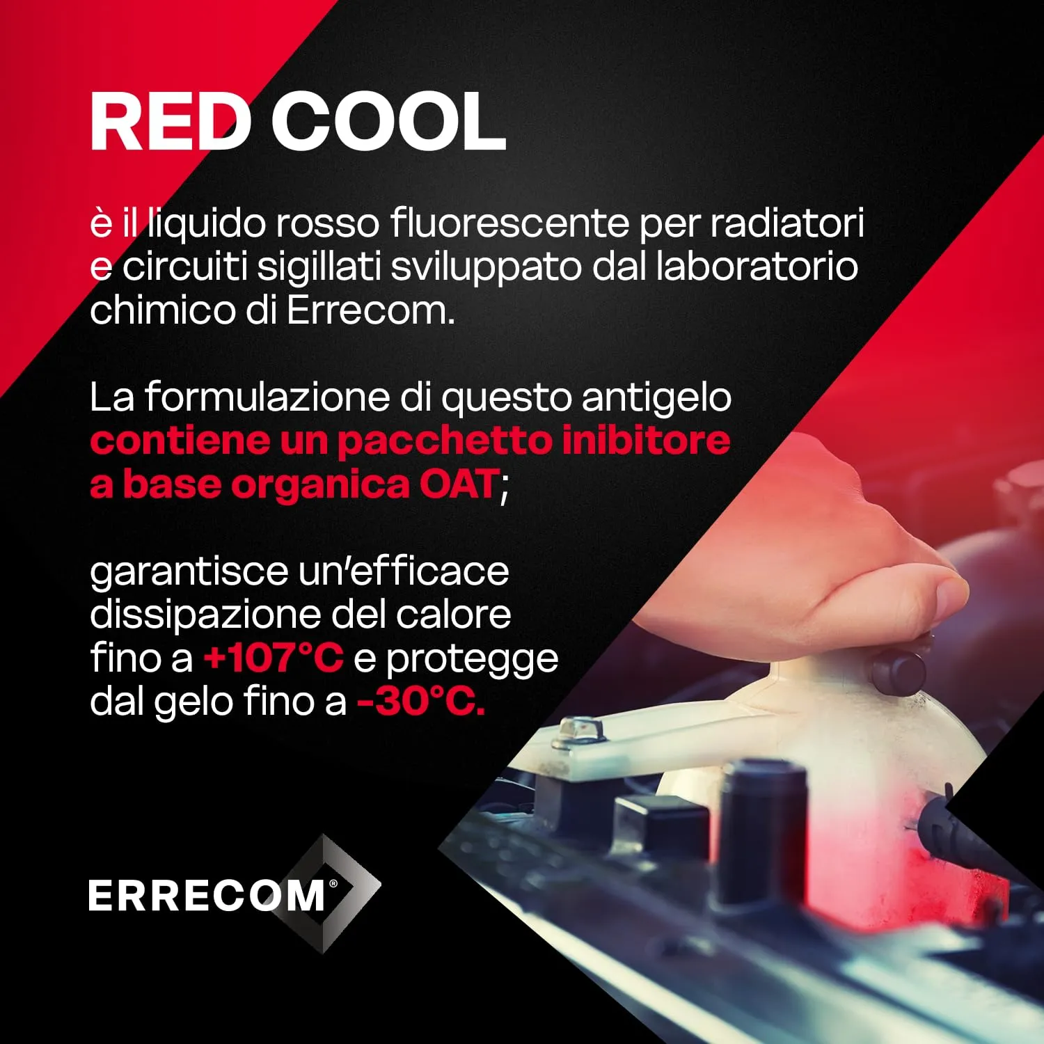 ERRECOM Red Cool Liquido Radiatore Rosso Fluorescente G12 OAT Pronto all’Uso, 5 Litri - immagine 4