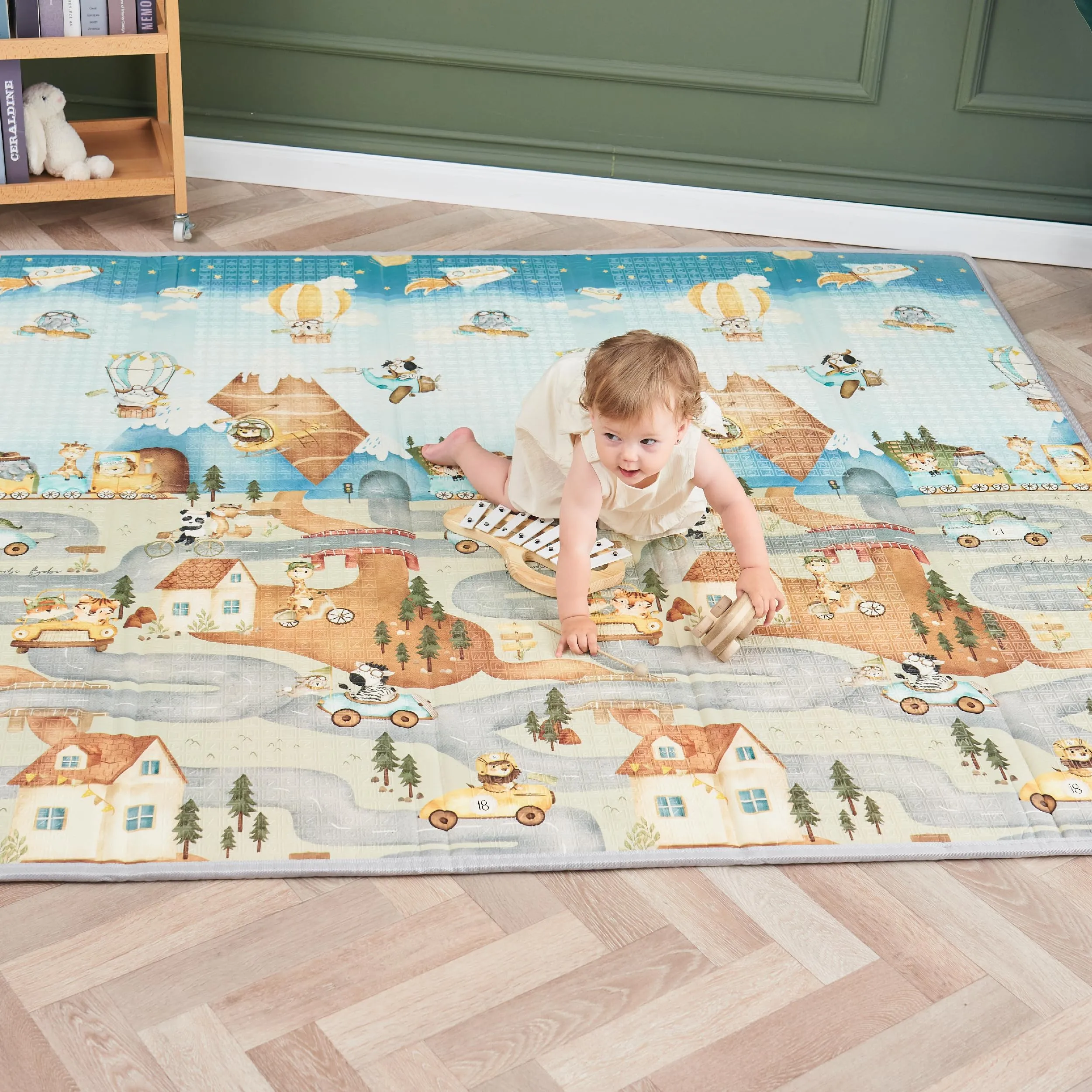 SUPERBE BEBE Tappeto Gioco Bambini Pieghevole 150x180x1cm Montessori Reversibile in Schiuma - immagine 1