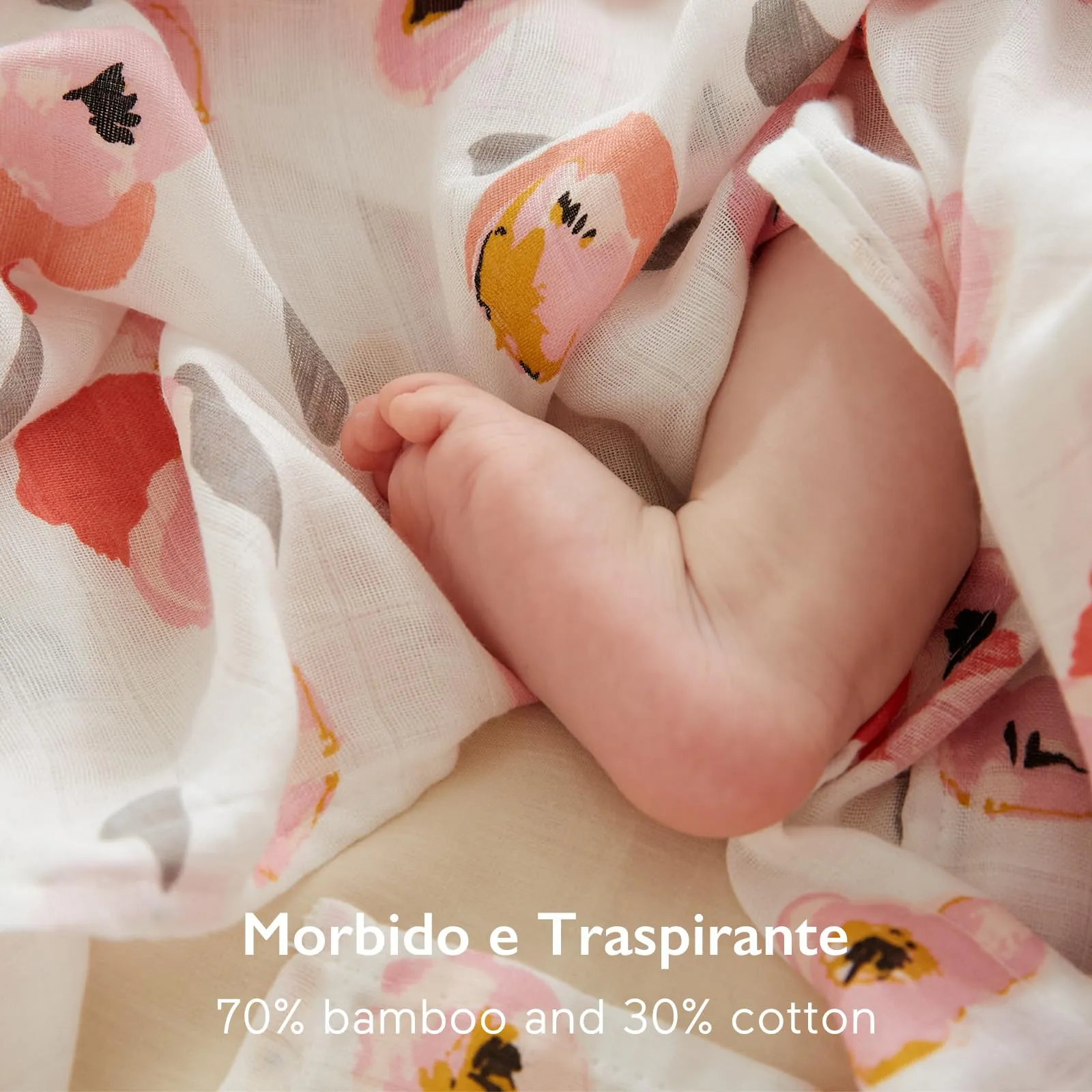 momcozy Copertine in Mussola in Cotone di Bambù, 120x120 cm, 4 Pezzi, Floreale - immagine 4