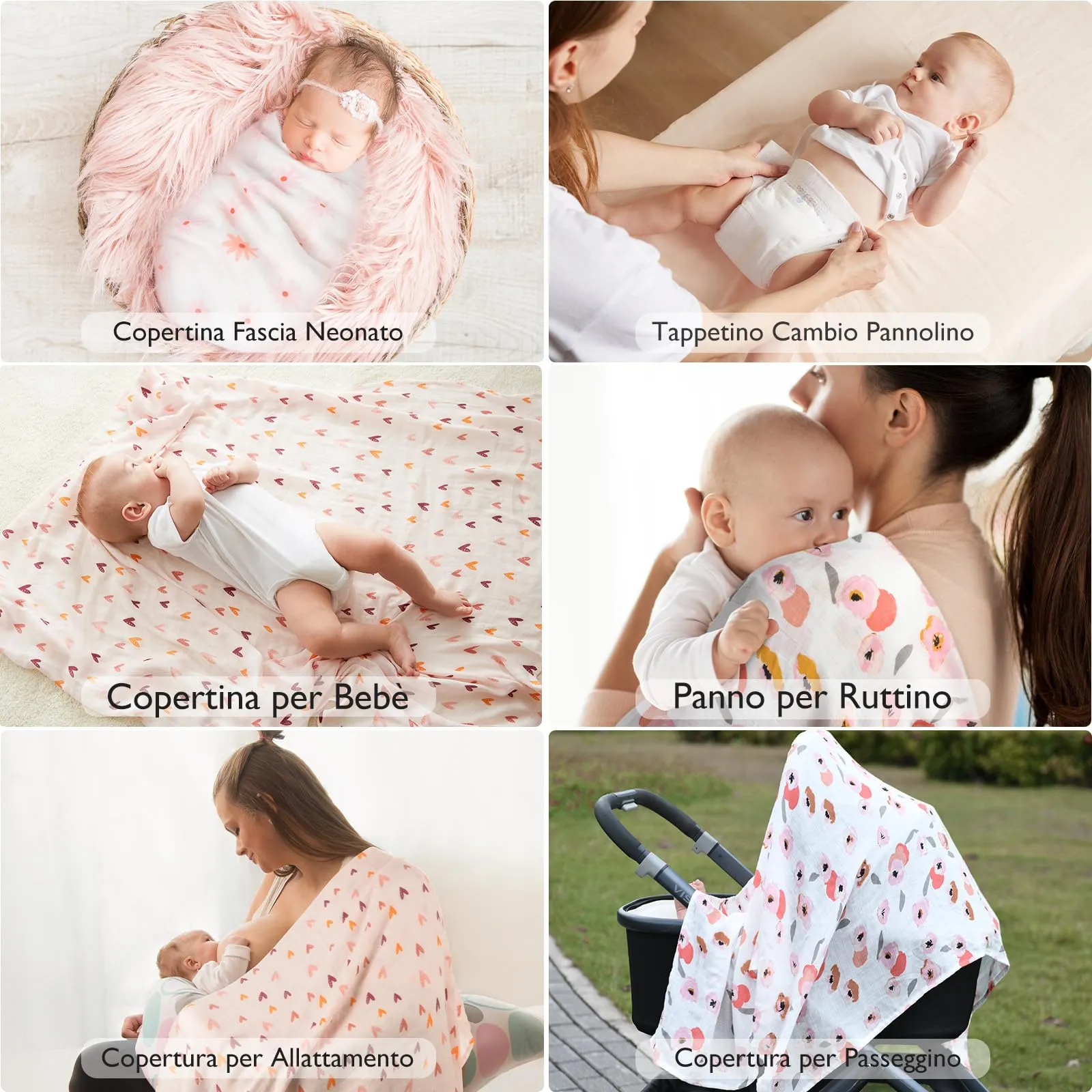 momcozy Copertine in Mussola in Cotone di Bambù, 120x120 cm, 4 Pezzi, Floreale - immagine 6