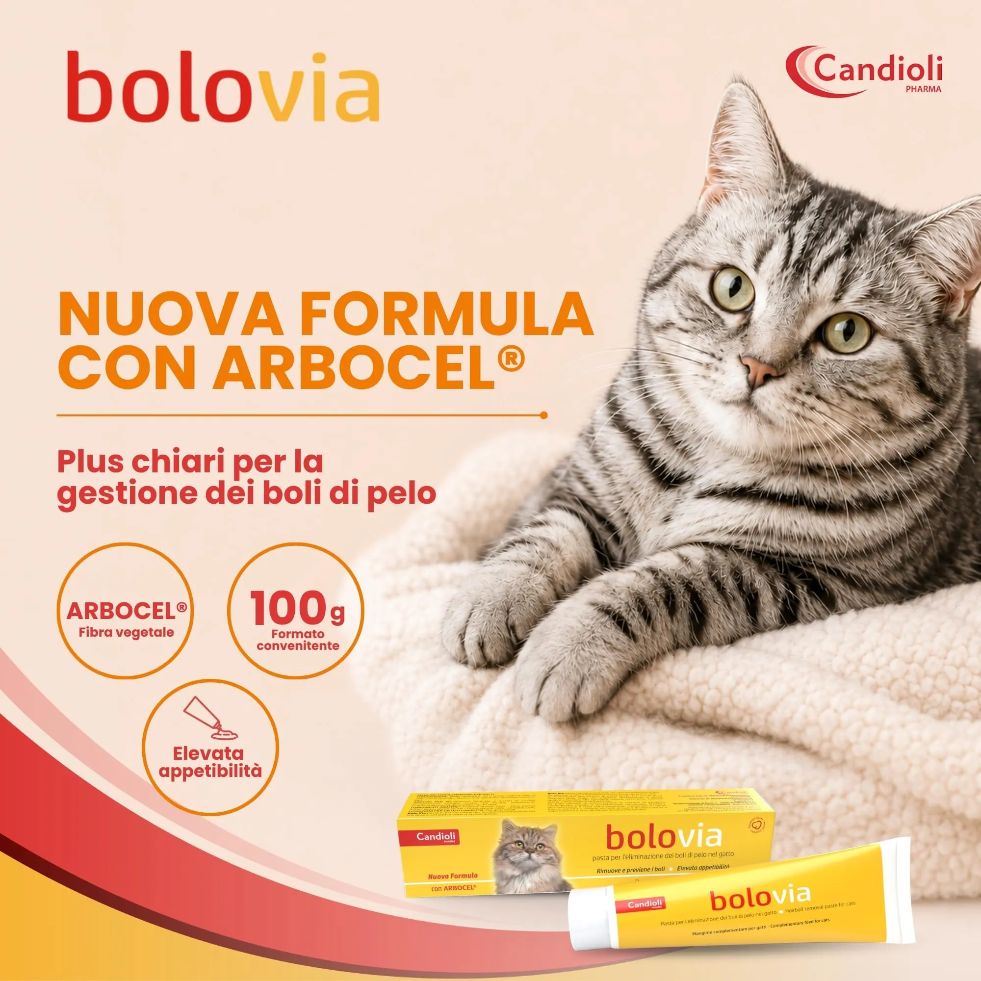 Candioli Bolo Via Pasta al Malto con Arbocel per Gatti Adulti, 100 g - immagine 3