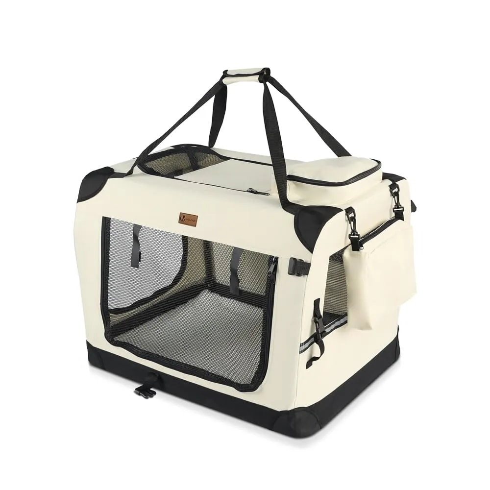 VOUNOT Trasportino per Cani e Gatti Pieghevole, 50x35x36cm, Beige - immagine 1
