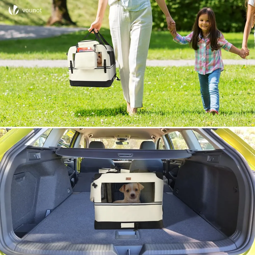 VOUNOT Trasportino per Cani e Gatti Pieghevole, 50x35x36cm, Beige - immagine 3