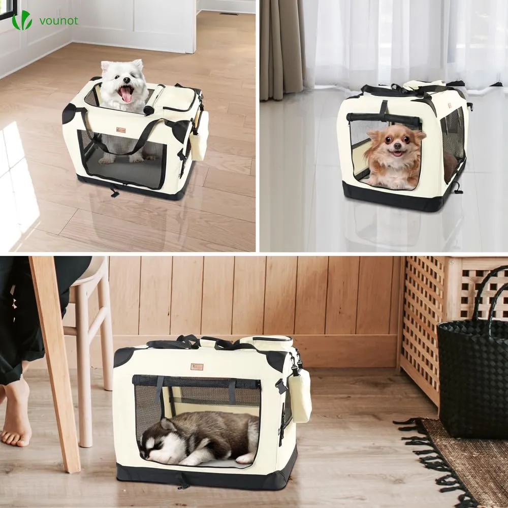 VOUNOT Trasportino per Cani e Gatti Pieghevole, 50x35x36cm, Beige - immagine 6