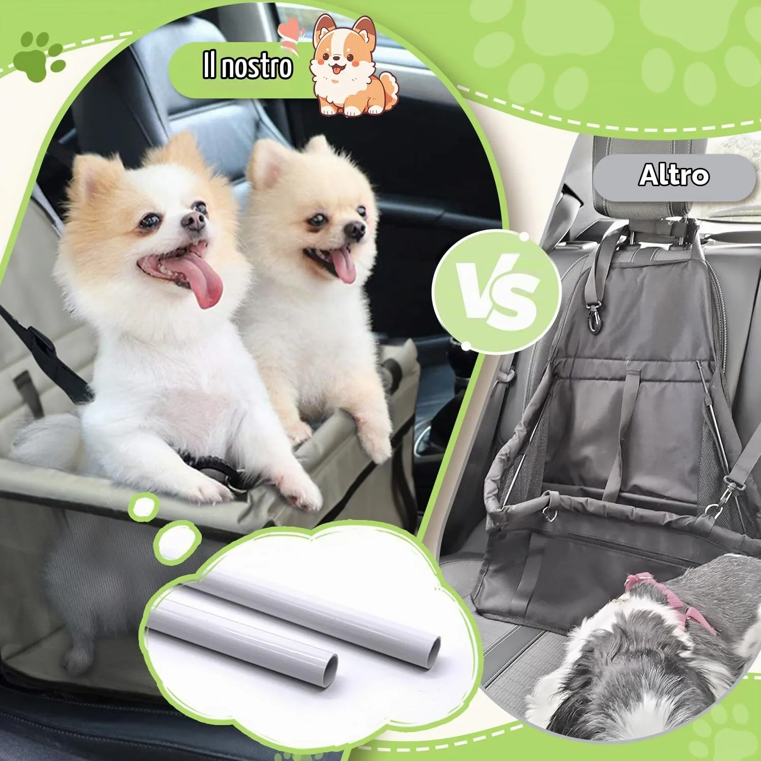 Flagest Seggiolino Auto per Cani di Piccola Taglia fino a 10 kg, Grigio - immagine 2