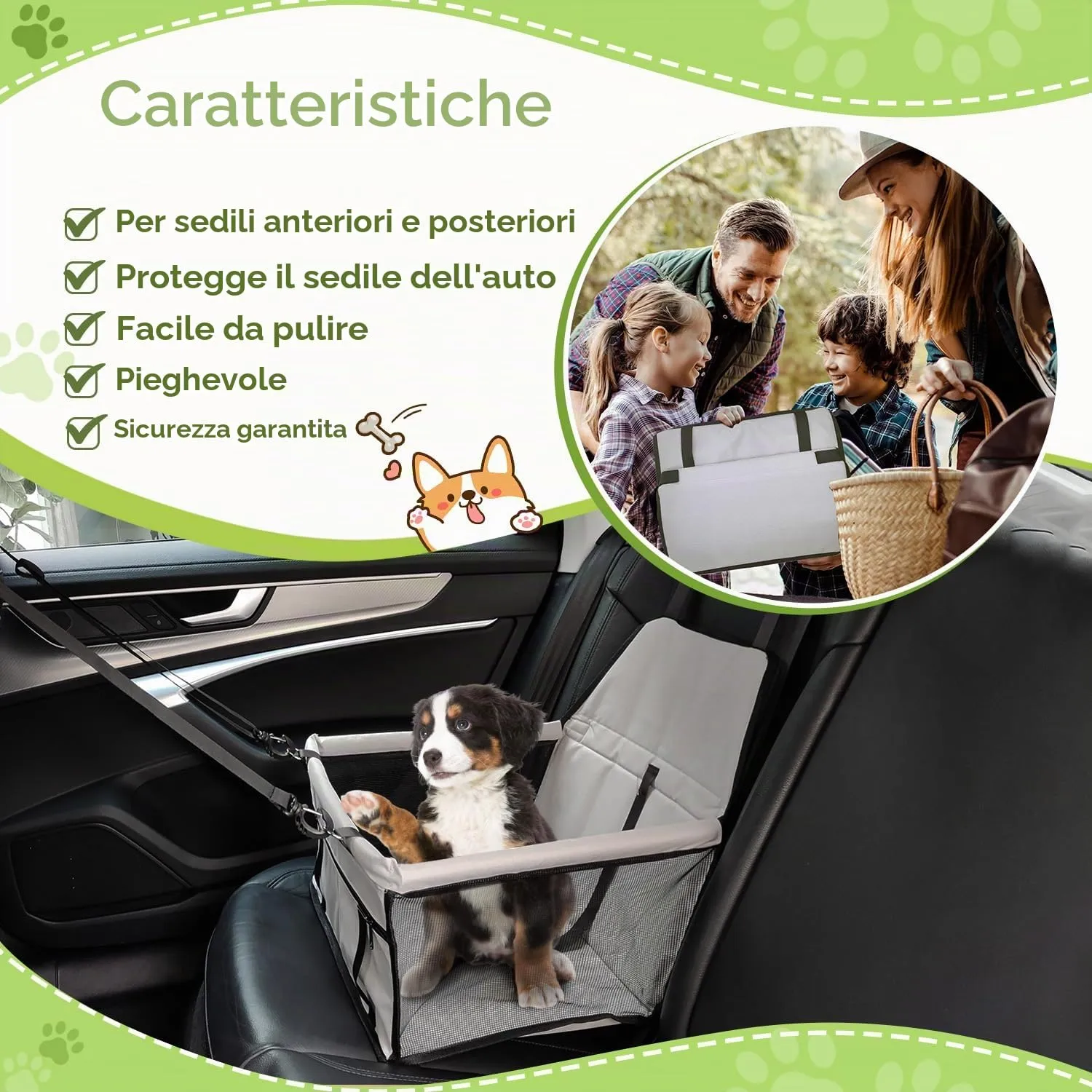 Flagest Seggiolino Auto per Cani di Piccola Taglia fino a 10 kg, Grigio - immagine 3