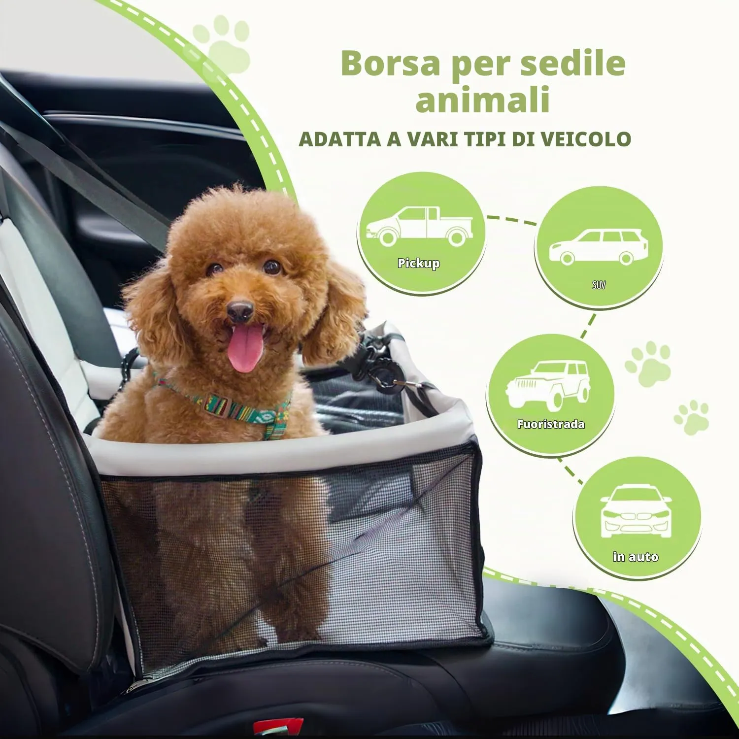 Flagest Seggiolino Auto per Cani di Piccola Taglia fino a 10 kg, Grigio - immagine 4