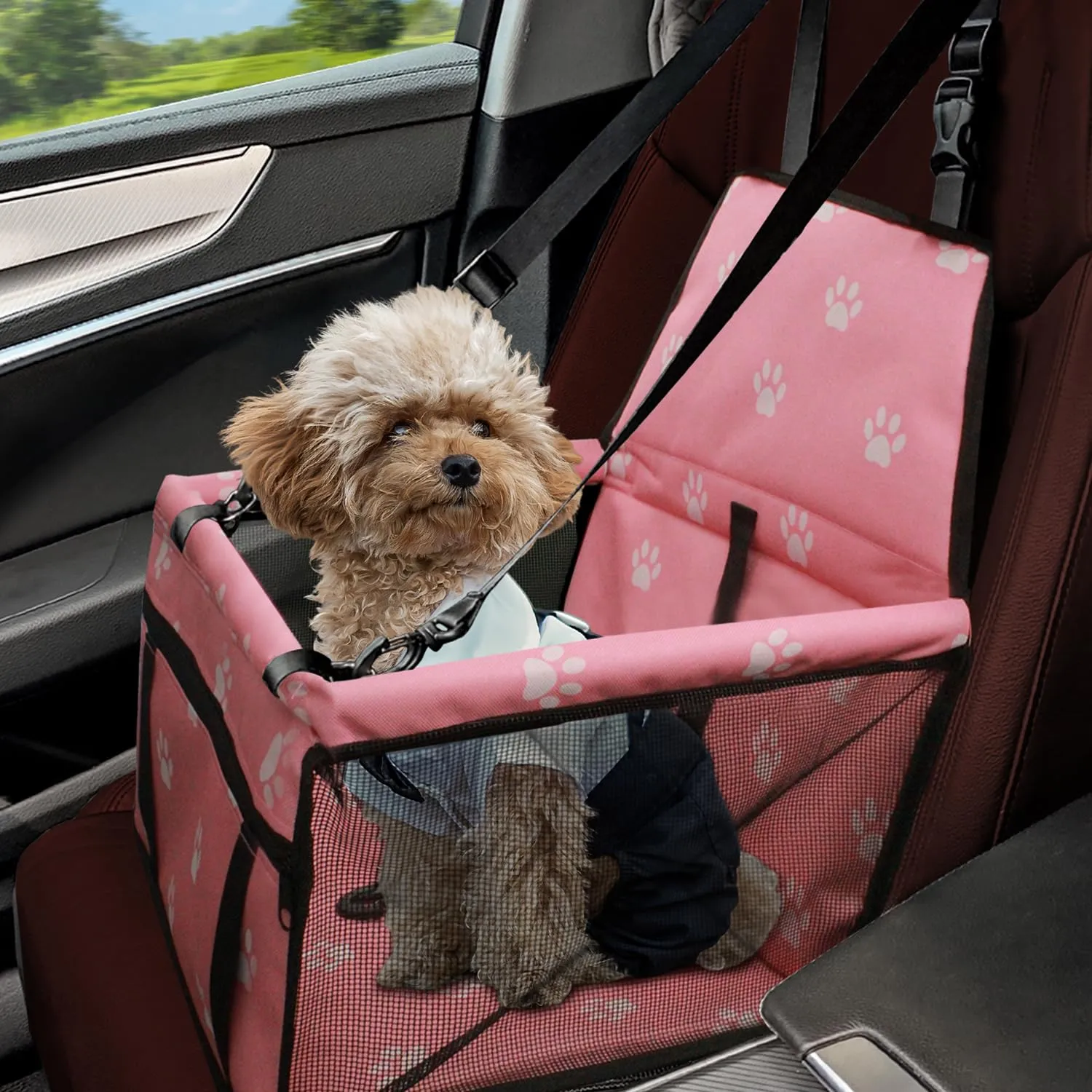 Flagest Seggiolino Auto per Cani di Piccola Taglia fino a 10 kg, Rosa - immagine 1