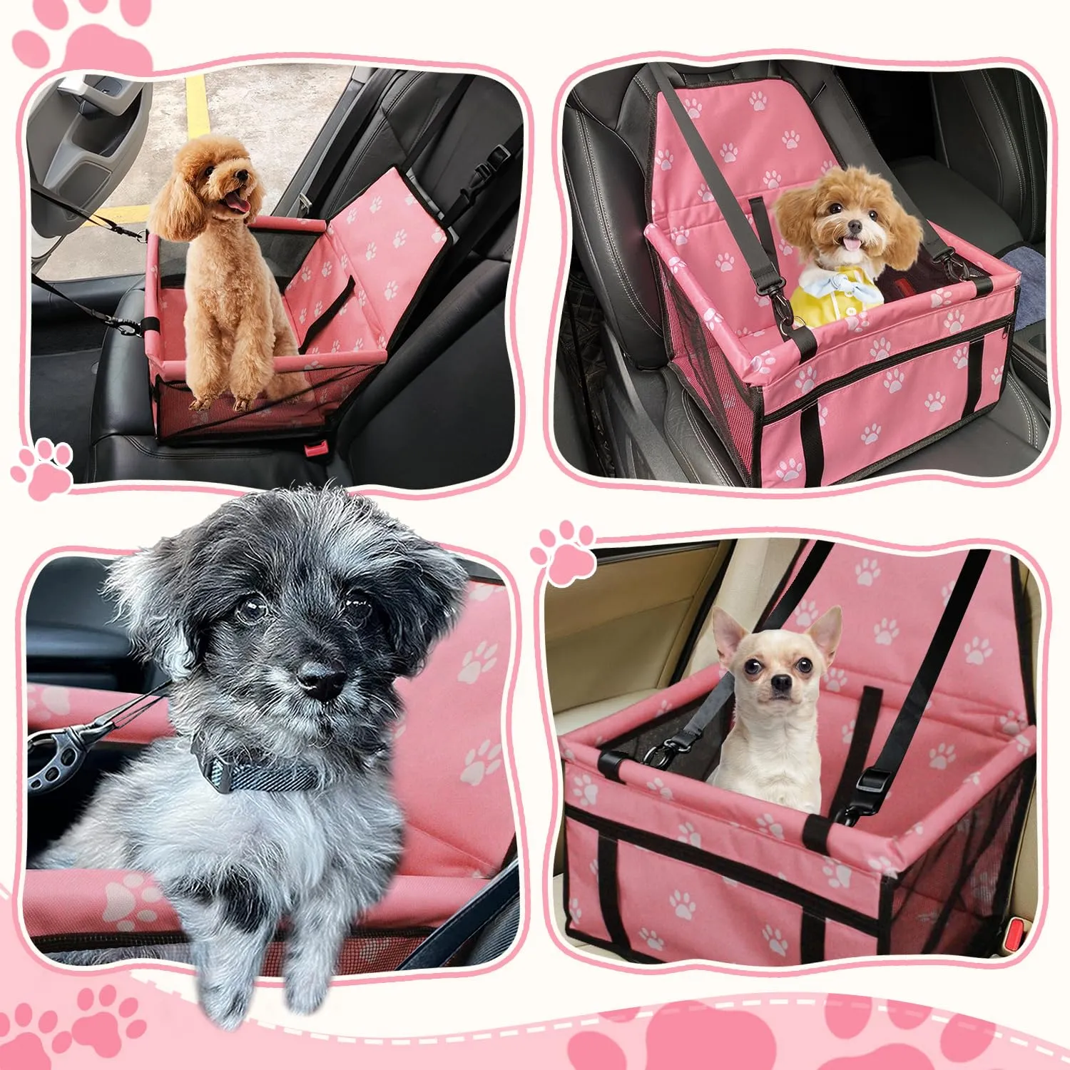 Flagest Seggiolino Auto per Cani di Piccola Taglia fino a 10 kg, Rosa - immagine 5