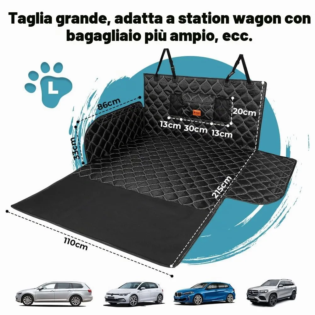 KYG Telo Auto per Cani con Protezione Laterale e Paraurti, 215 x 110cm, Nero - immagine 2