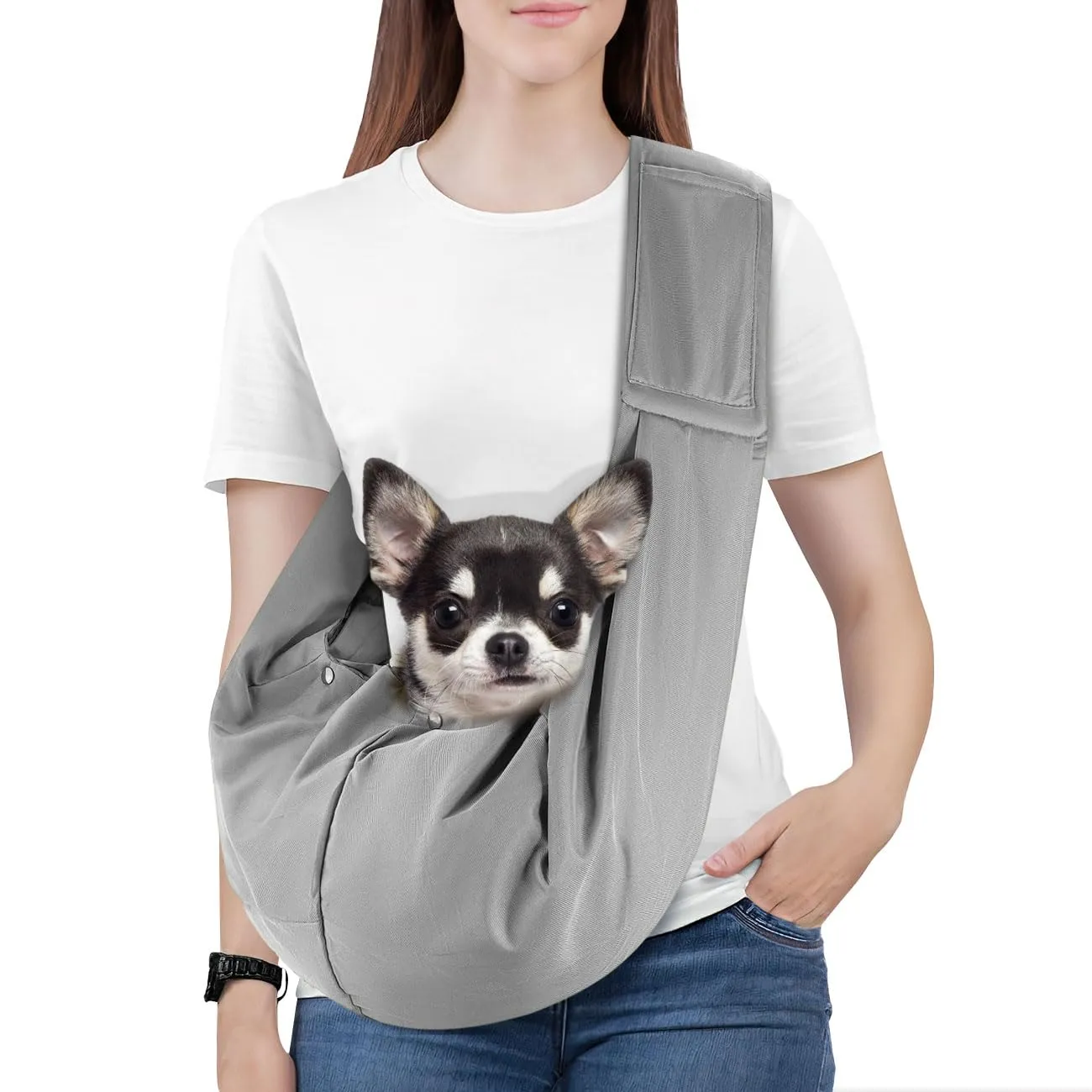 Pawaboo Trasportino Reversibile a Mani Libere per Cani di Piccola Taglia e Gatti, Grigio Chiaro - immagine 1