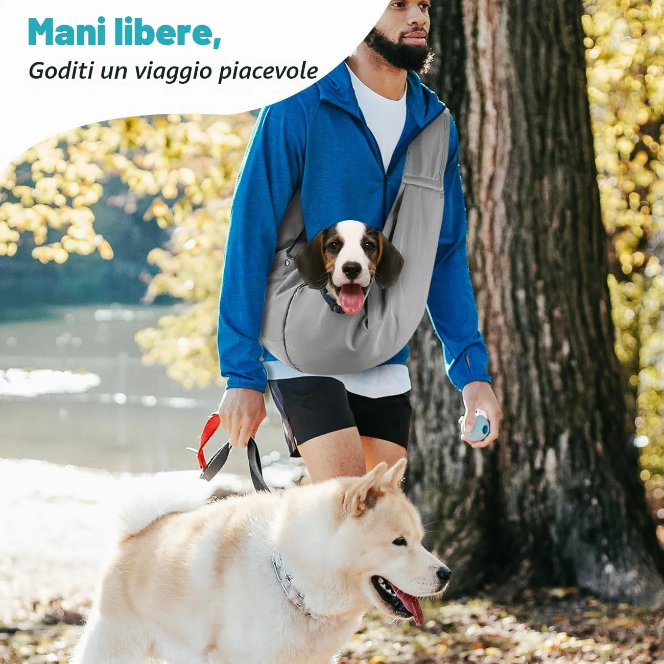 Pawaboo Trasportino Reversibile a Mani Libere per Cani di Piccola Taglia e Gatti, Grigio Chiaro - immagine 3