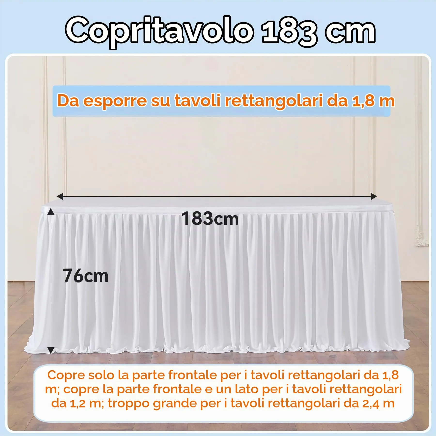 NSSONBEN Gonna da Tavolo in Tulle Bianco, 183cm x 77cm - immagine 2