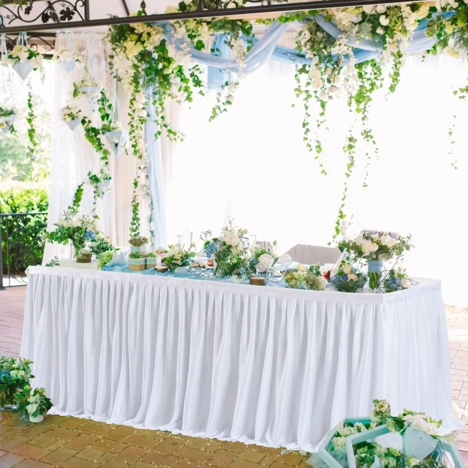 NSSONBEN Gonna da Tavolo in Tulle Bianco, 183cm x 77cm - immagine 6