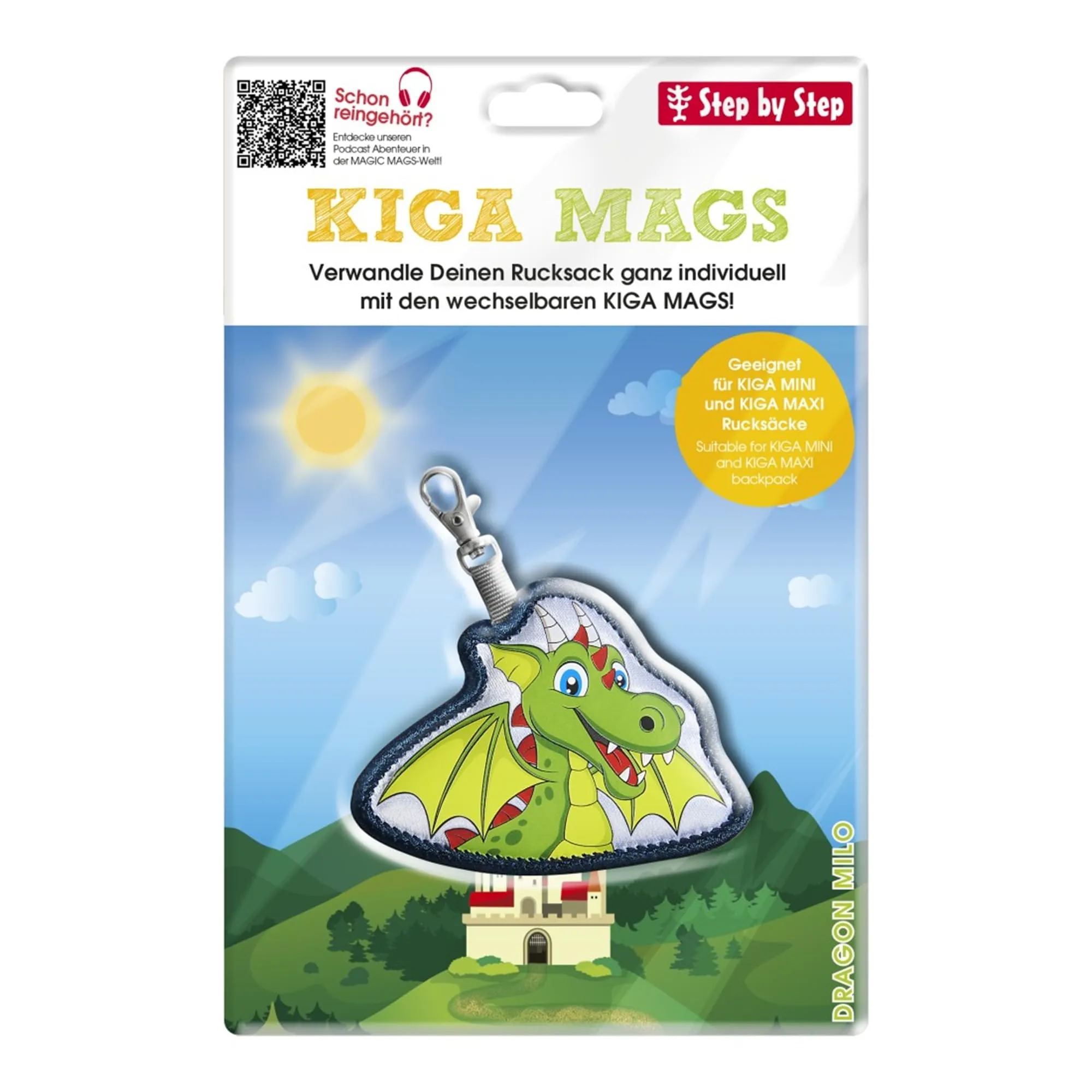 Step by Step Kiga Mags Applicazione Magnetica con Moschettone, Dragon Milo, Verde, Taglia Unica - immagine 2