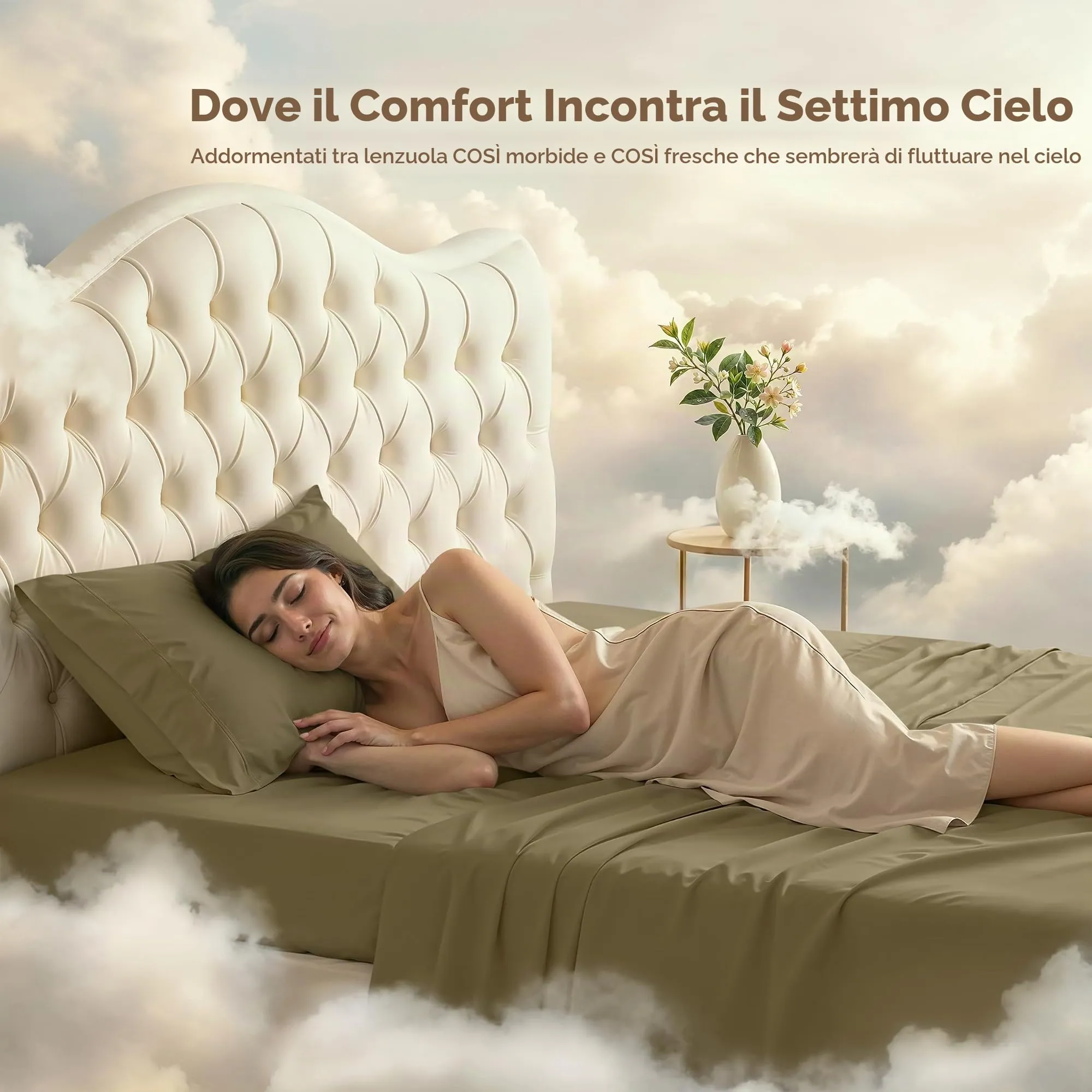 Utopia Bedding Set di lenzuola in microfibra spazzolata, Matrimoniale, Olivo - immagine 4