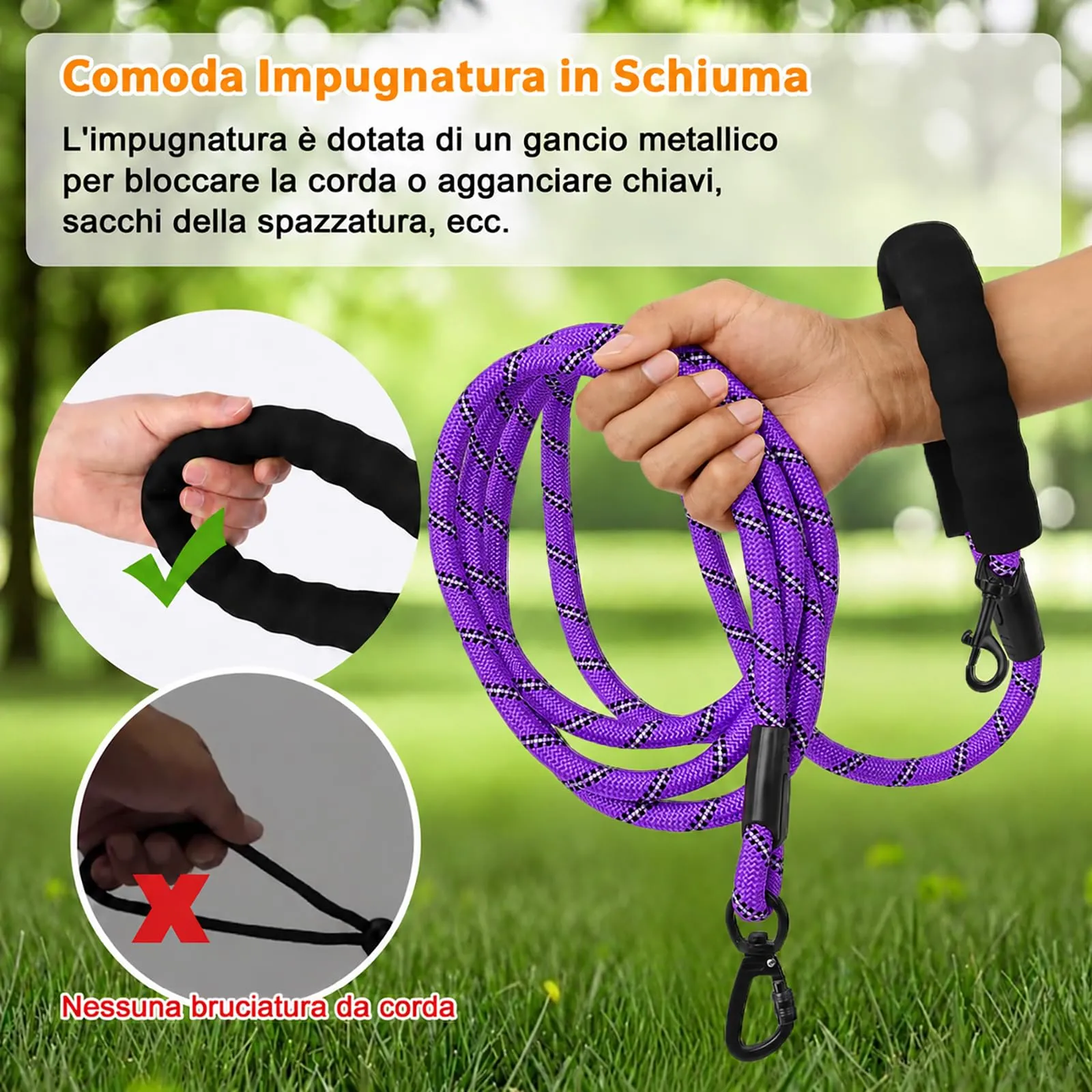 Wodondog Guinzaglio per Cani in Nylon Riflettente, 3M * 1.2cm, Viola - immagine 4