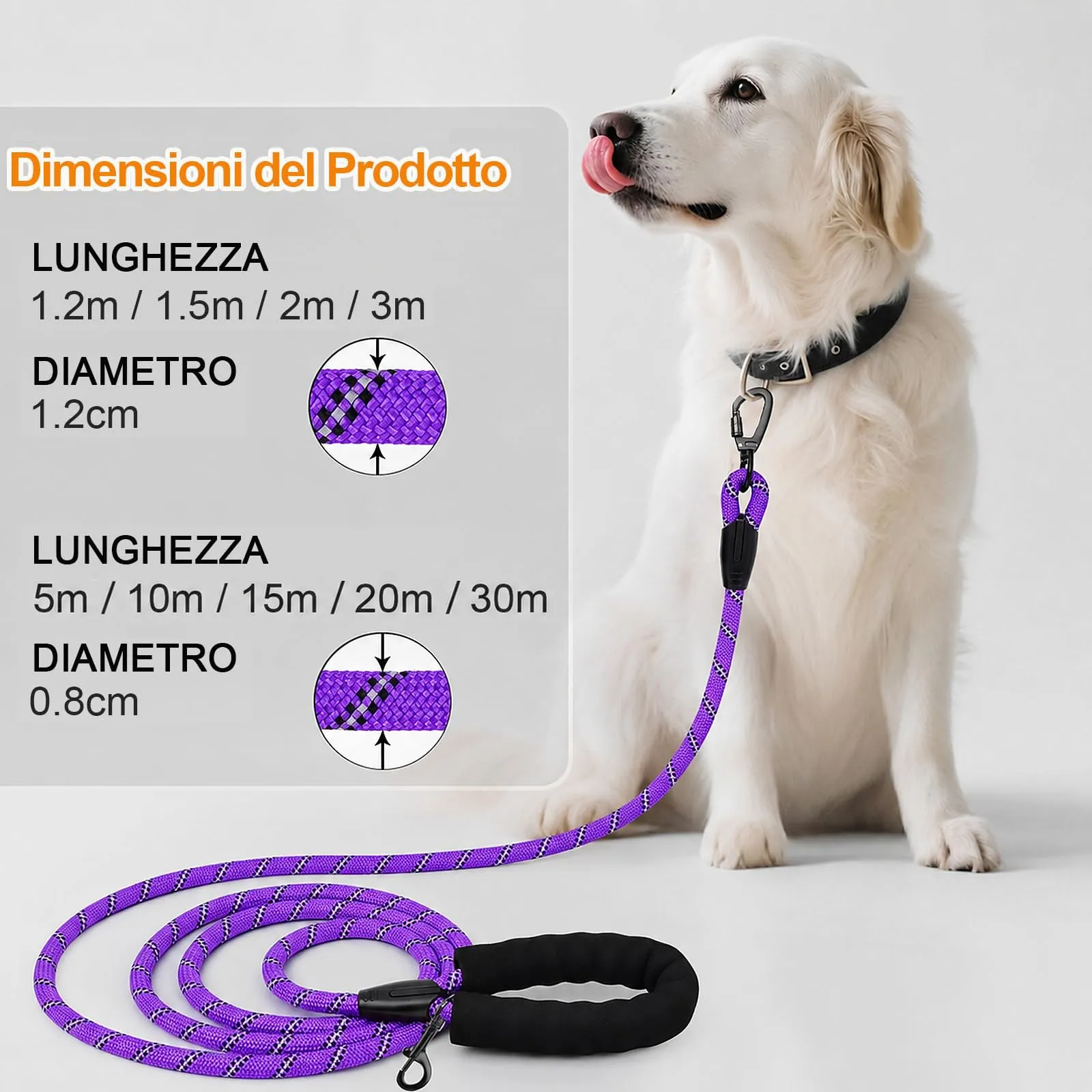 Wodondog Guinzaglio per Cani in Nylon Riflettente, 3M * 1.2cm, Viola - immagine 5