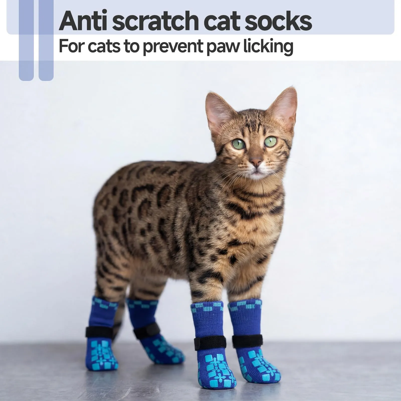 PUMYPOREITY Calzini Antiscivolo per Gatti, Protezione Zampe, Blu, 2XS - immagine 2