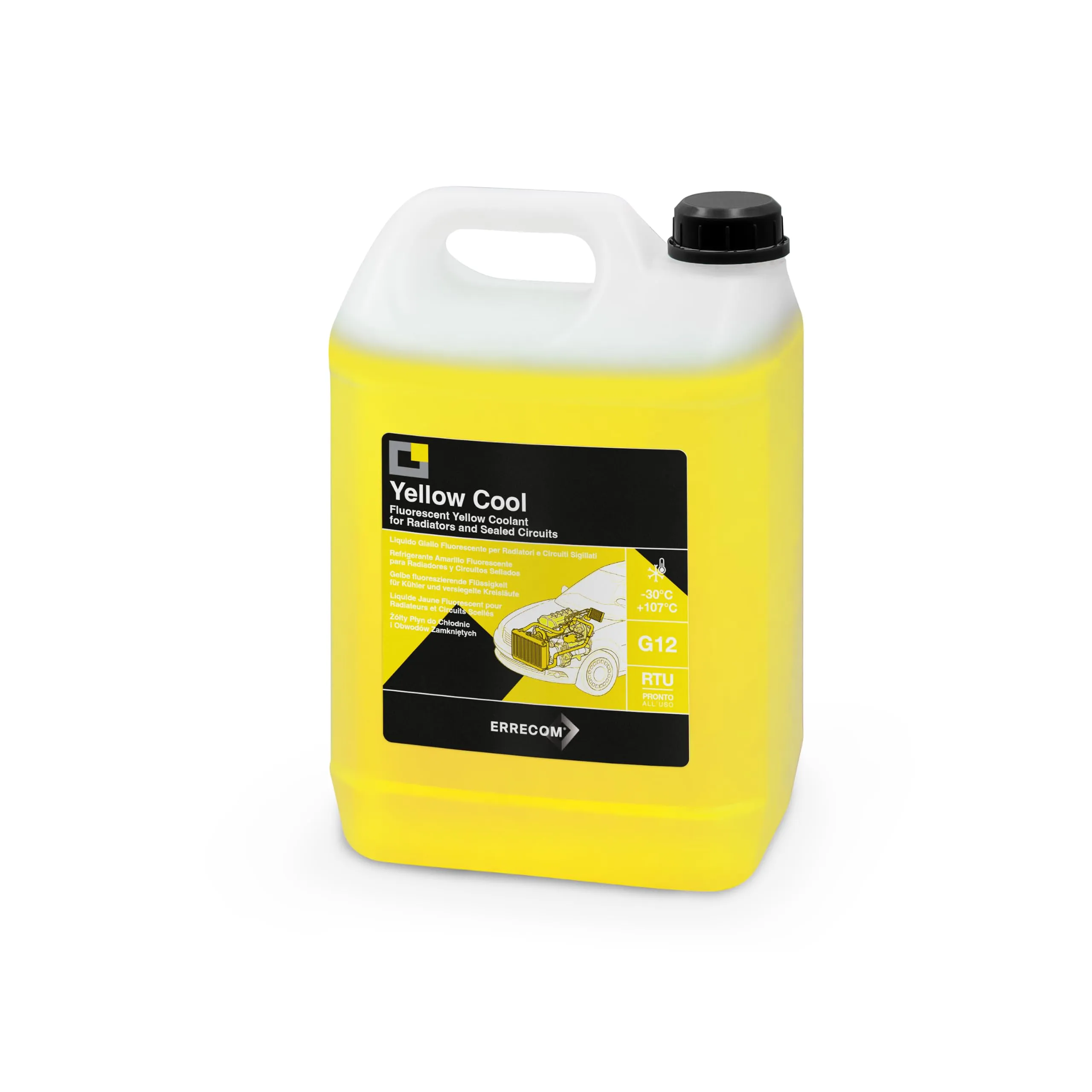 ERRECOM Yellow Cool Liquido Radiatore Giallo Fluorescente G12 OAT Pronto all’Uso, 5 Litri - immagine 1