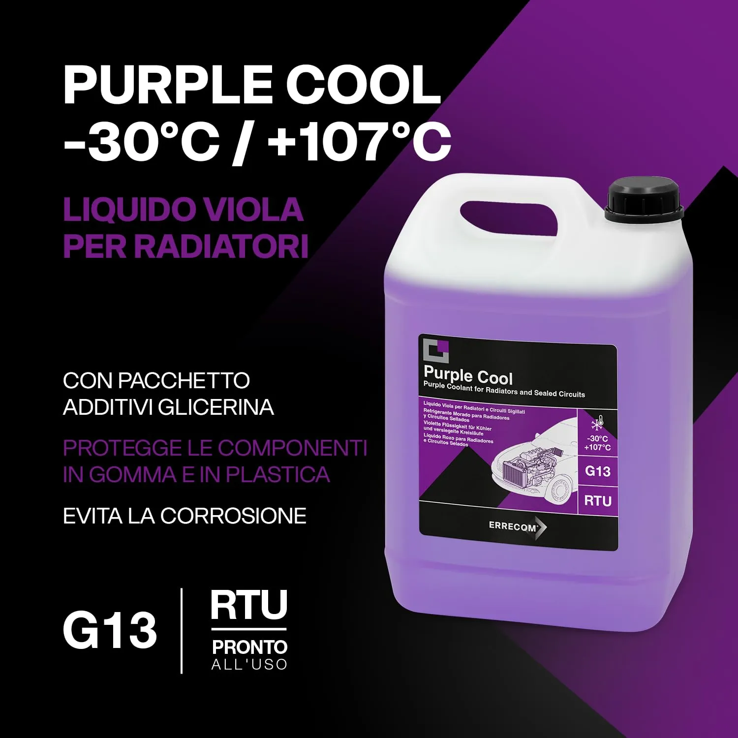ERRECOM Purple Cool Liquido Radiatore Viola G13, -30°C/+107°C, Pronto all’Uso, 5 Litri - immagine 2