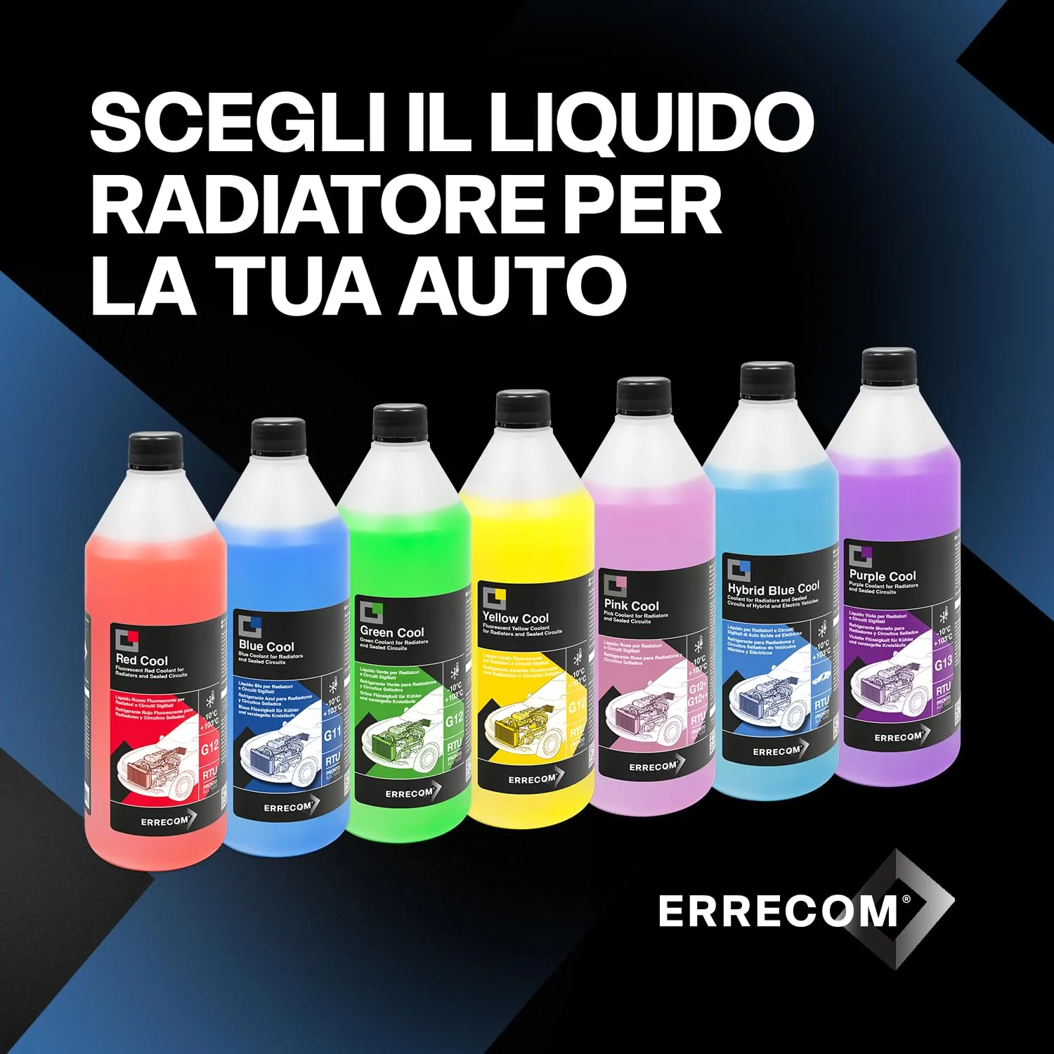 ERRECOM Hybrid Blue Cool Liquido Radiatore per Auto Ibride ed Elettriche -10°C/+103°C, OAT con fosfati, Pronto all’Uso, 1 Litro - immagine 7