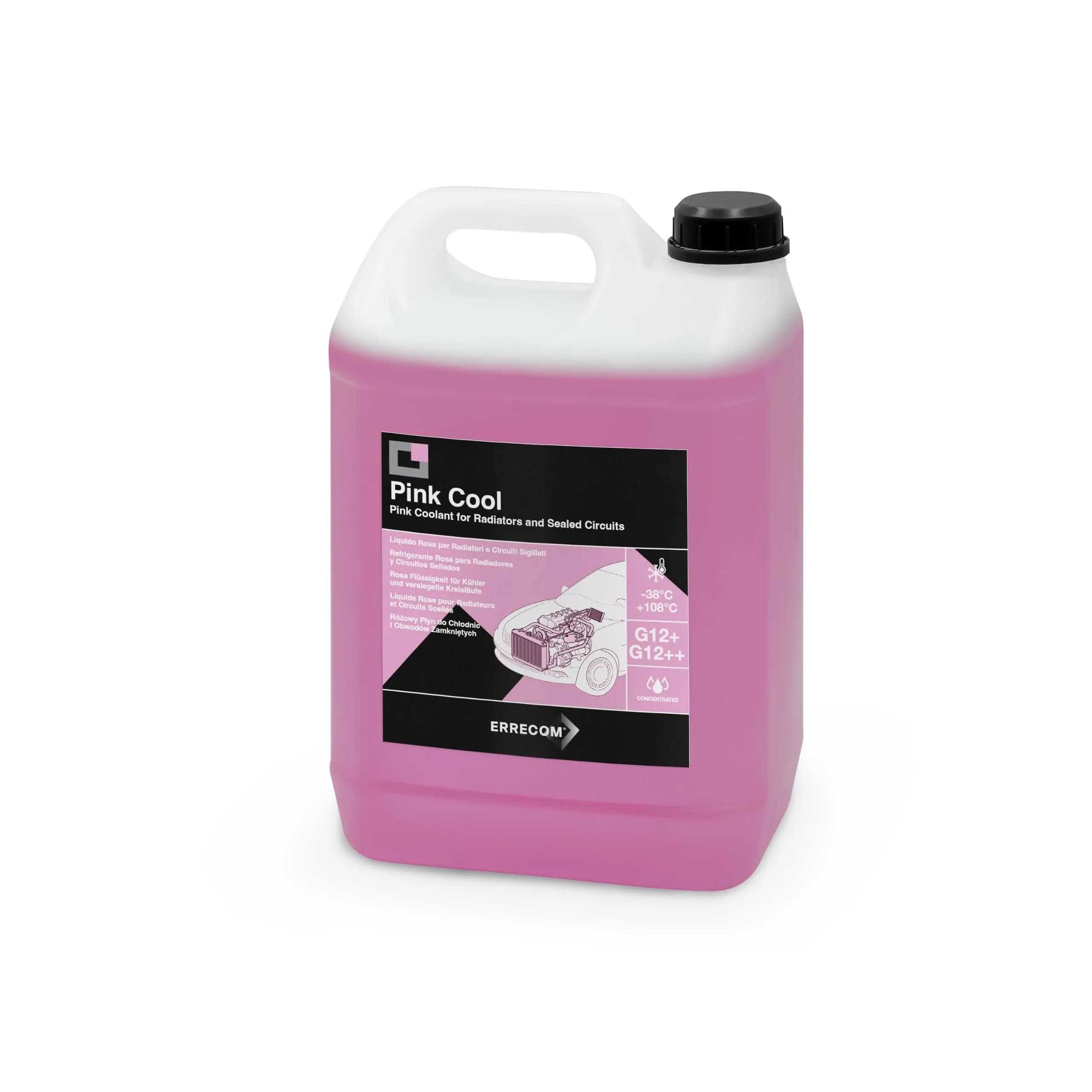 ERRECOM Pink Cool Liquido Radiatore Rosa Concentrato Antigelo G12+, G12++ Si-OAT, 5 Litri - immagine 1