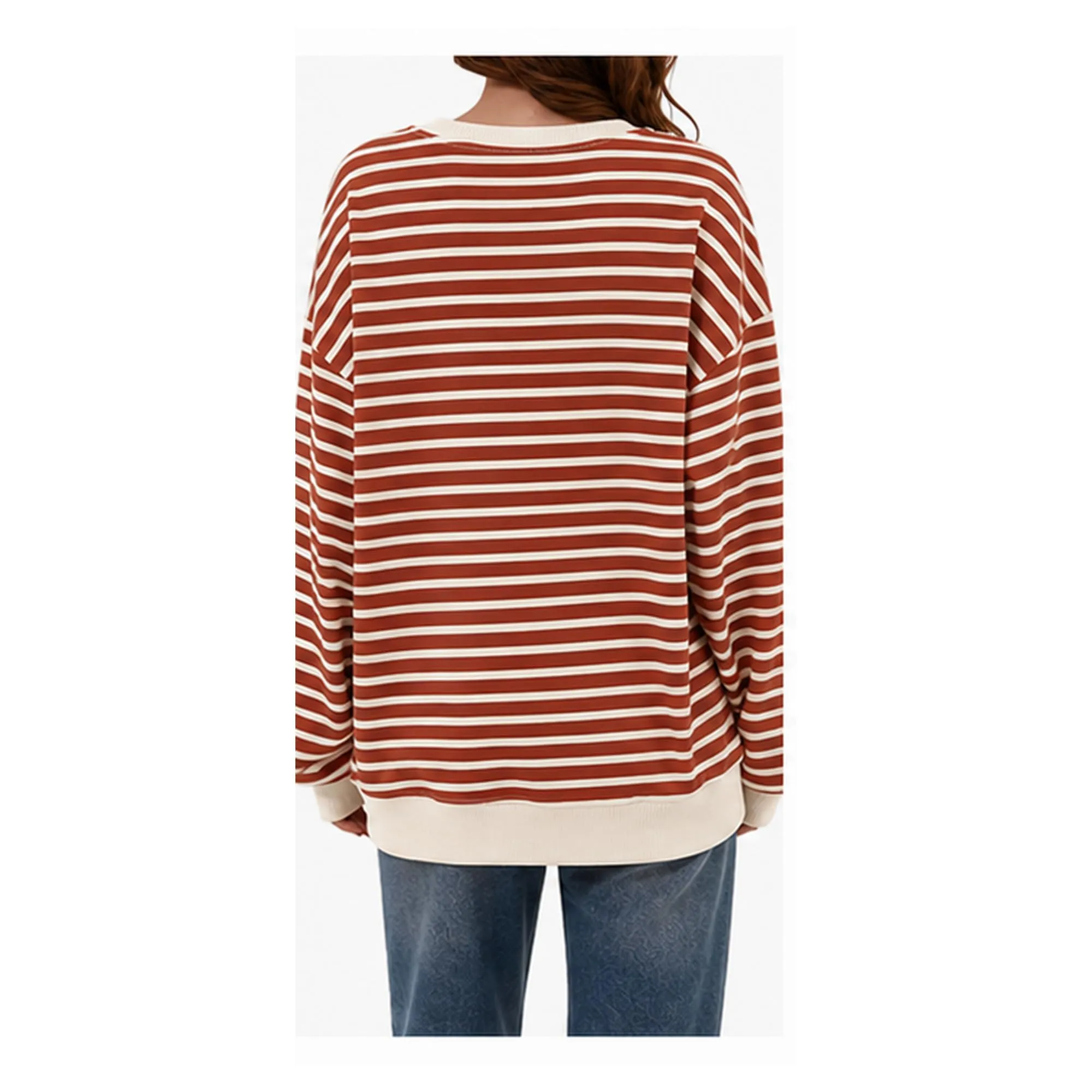 DUOEASE Felpa Donna Oversize a Righe Manica Lunga Top Y2K - immagine 3