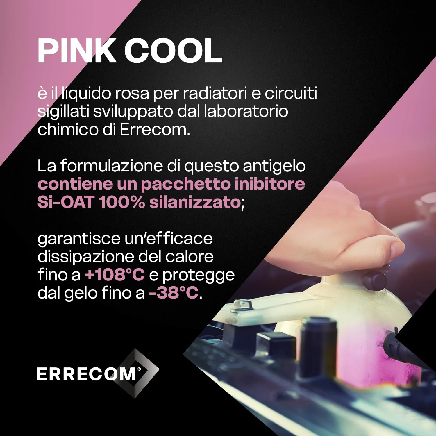 ERRECOM Pink Cool Liquido Radiatore Rosa Concentrato G12+ G12++ Si-OAT, 1 Litro - immagine 4