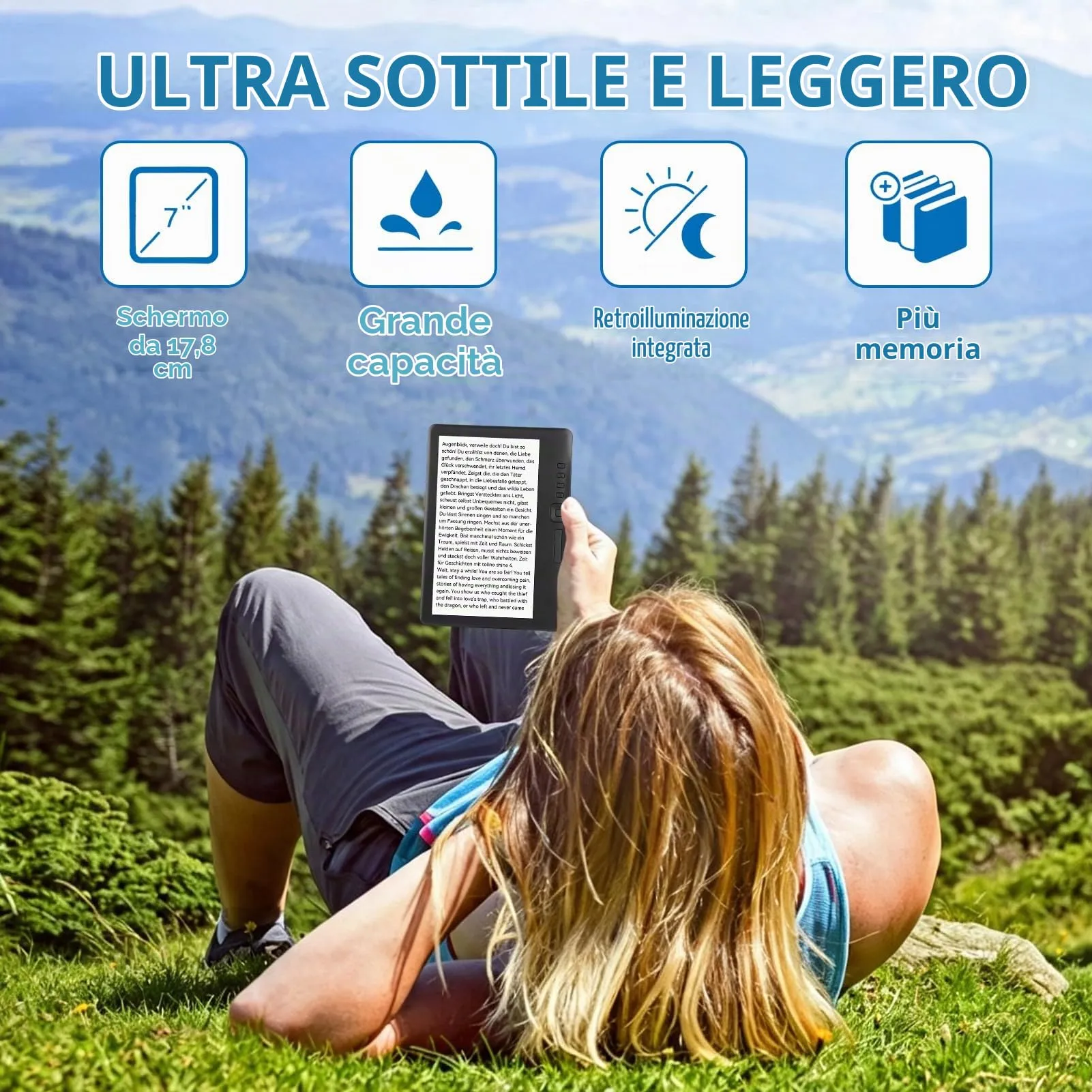 Mimdixy BK7019 Lettore di ebook 7 pollici LCD TFT, ARM9 Core, 512 MB RAM, 4G Memoria - immagine 5