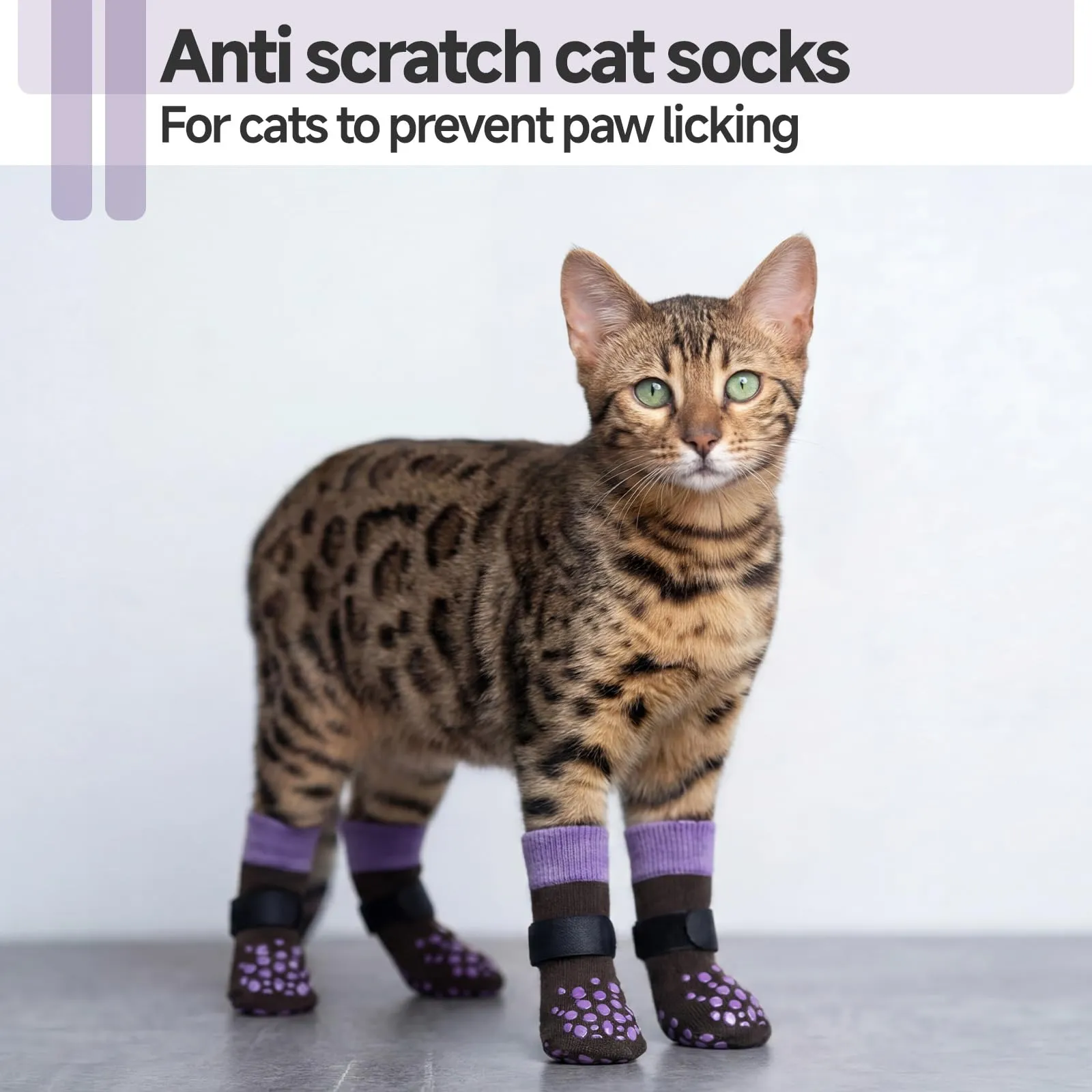 PUMYPOREITY Calzini Protettivi per Zampe di Gatto, 2 Paia, Viola, 2XS - immagine 2