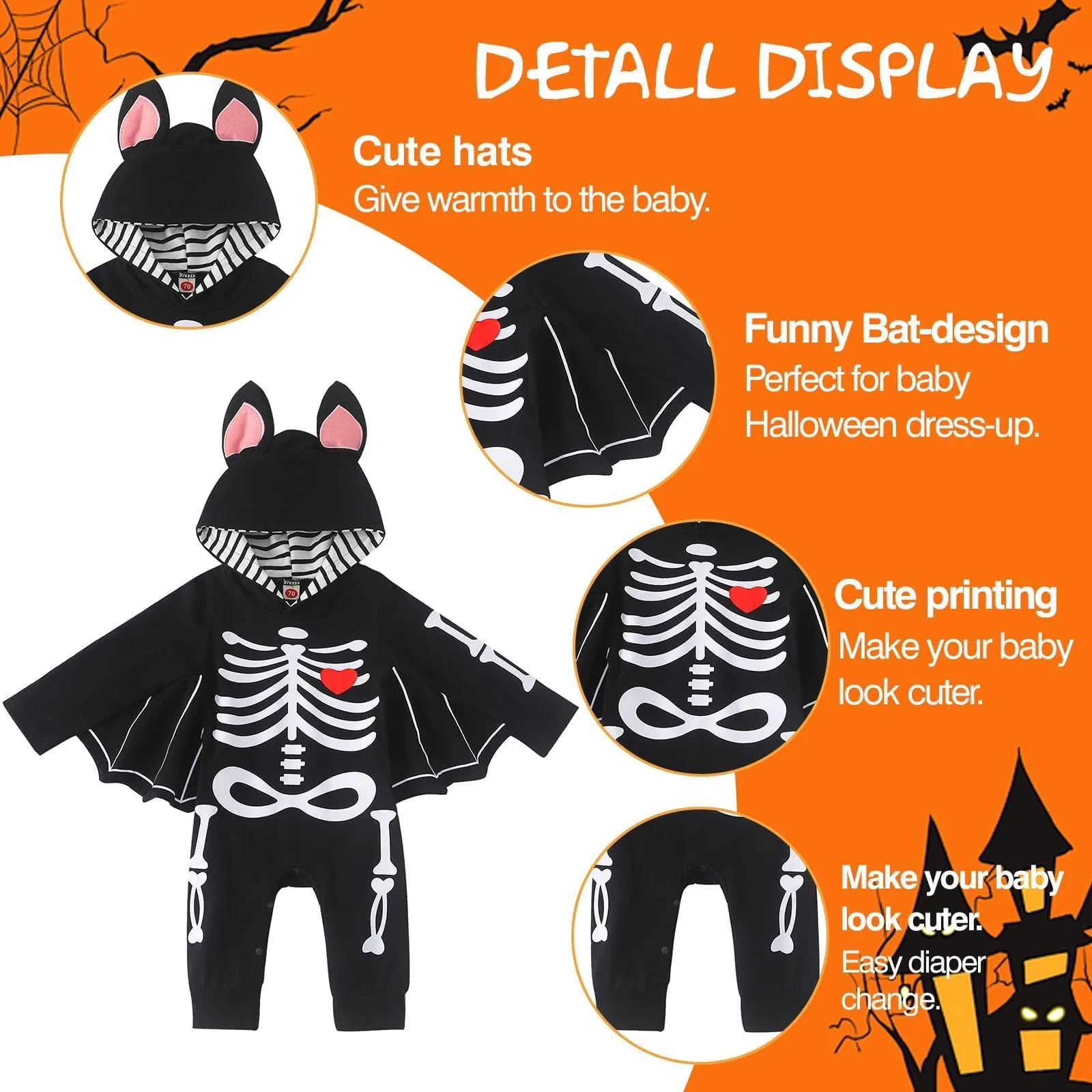 FUTERLY Costume Pipistrello Neonato, 9-12 Mesi - immagine 3