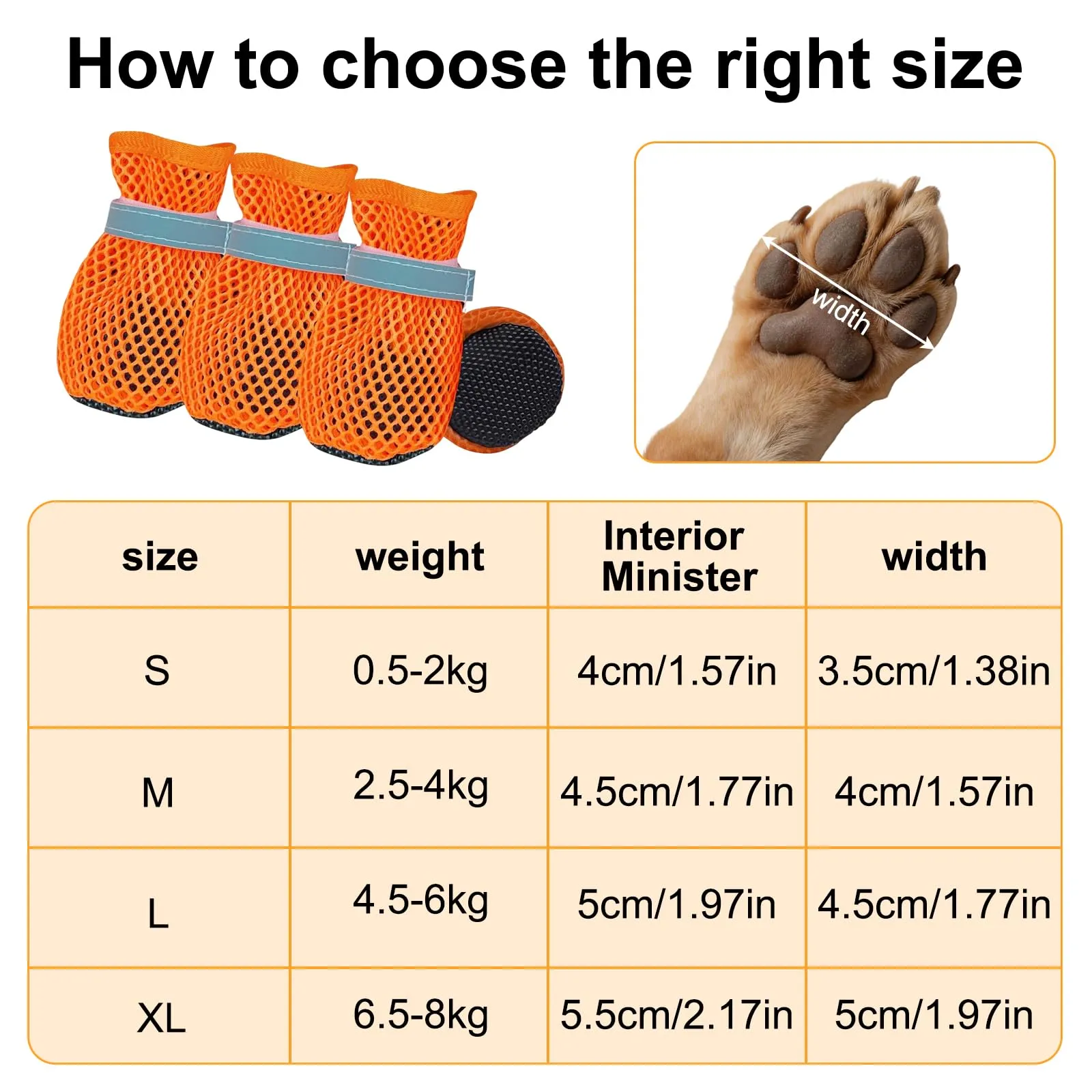 LCCGZ Scarpe Estive per Cani, Traspiranti e Antiscivolo con Cinghie Riflettenti, 4 Pezzi (Orange, XL) - immagine 2