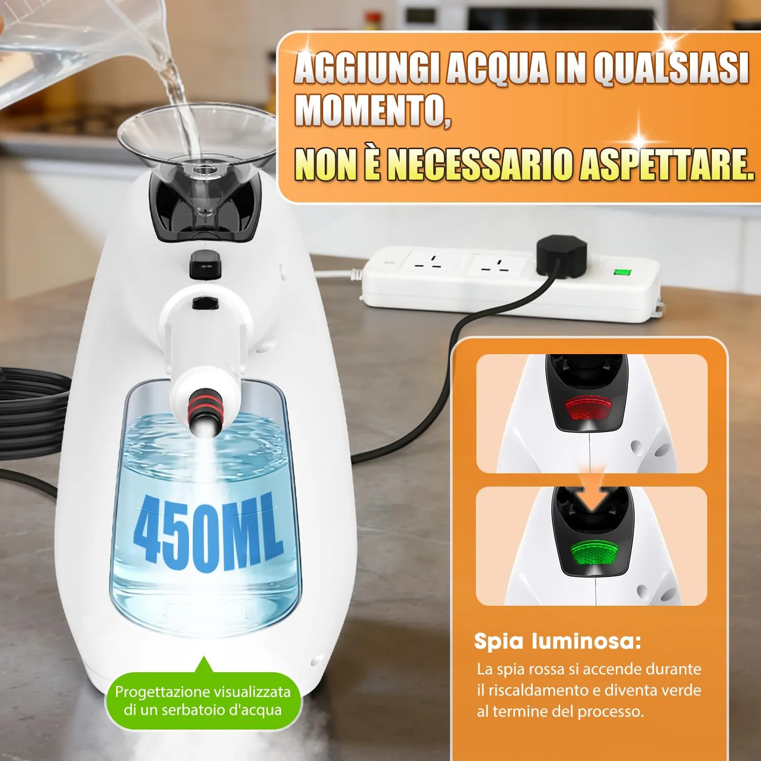 Muvano Pulitore a Vapore Portatile Pressurizzato 450ml con 11 Accessori - immagine 3