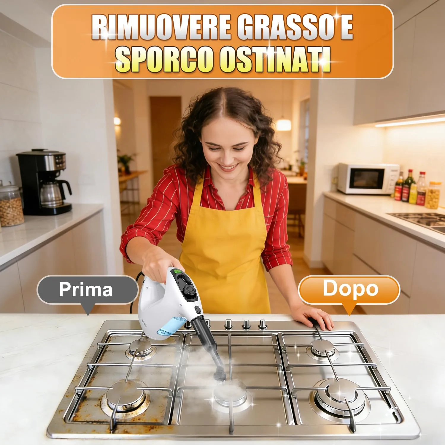 Muvano Pulitore a Vapore Portatile Pressurizzato 450ml con 11 Accessori - immagine 7