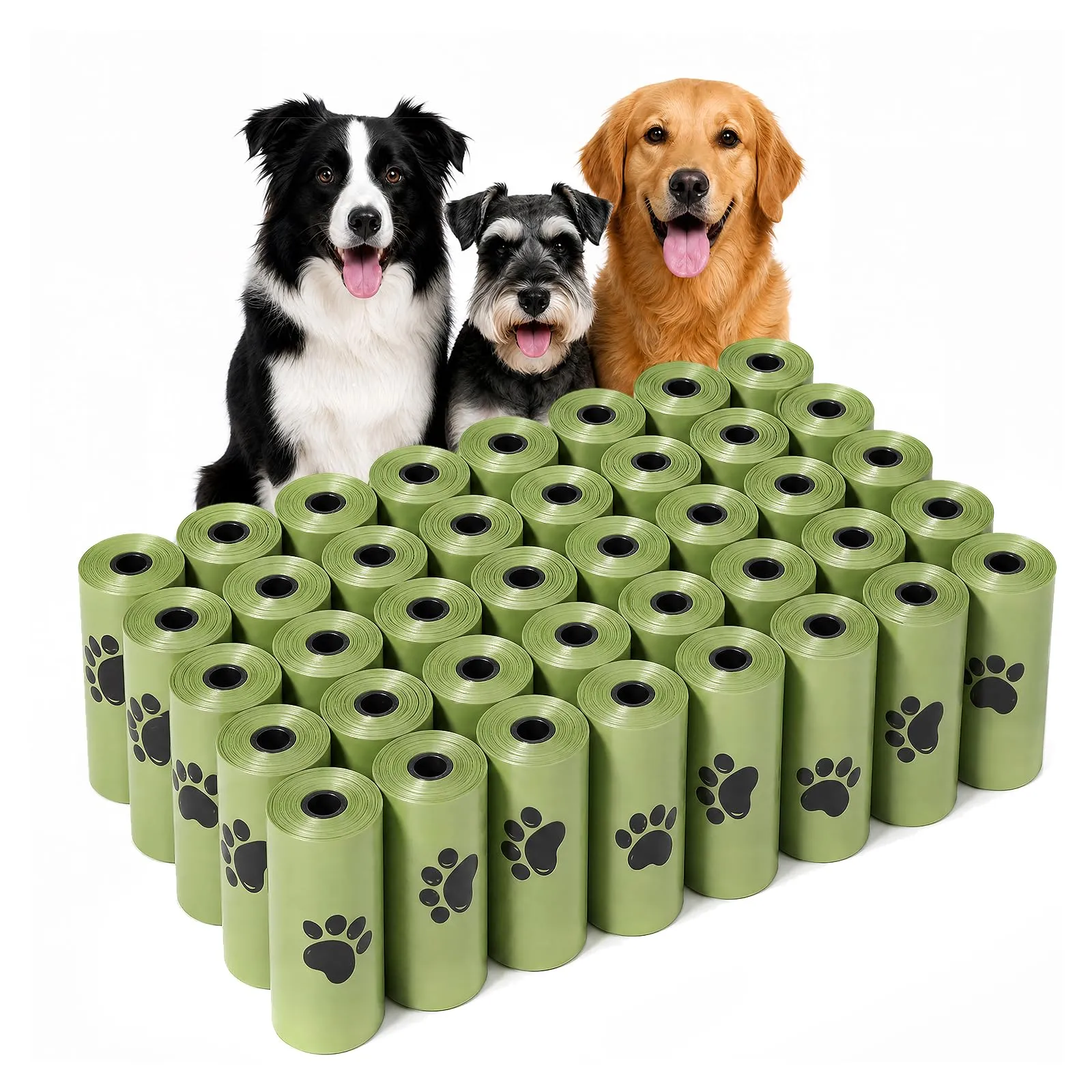 Diboniur Borsa per Crotte Cane, Verde, 600 Pezzi (40 rotoli da 15) - immagine 1