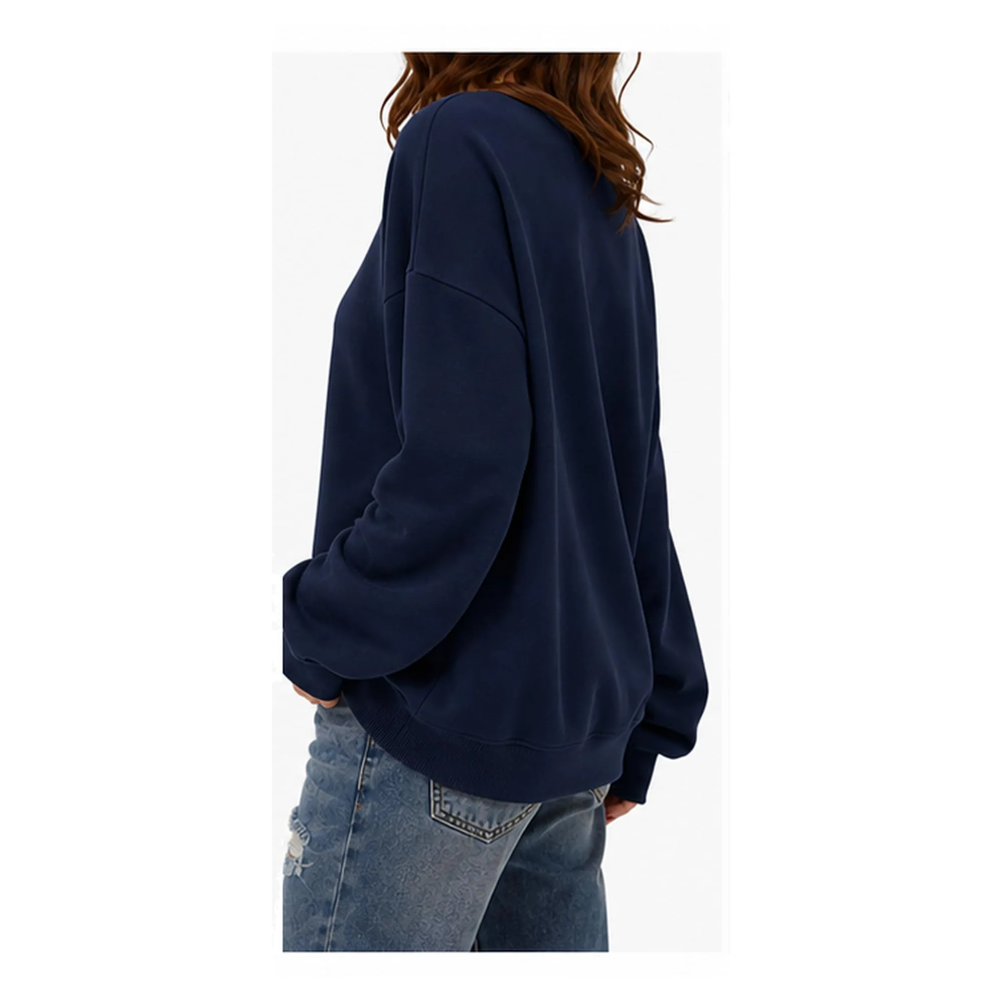 DUOEASE Felpa Donna Oversize a Righe Manica Lunga - immagine 4