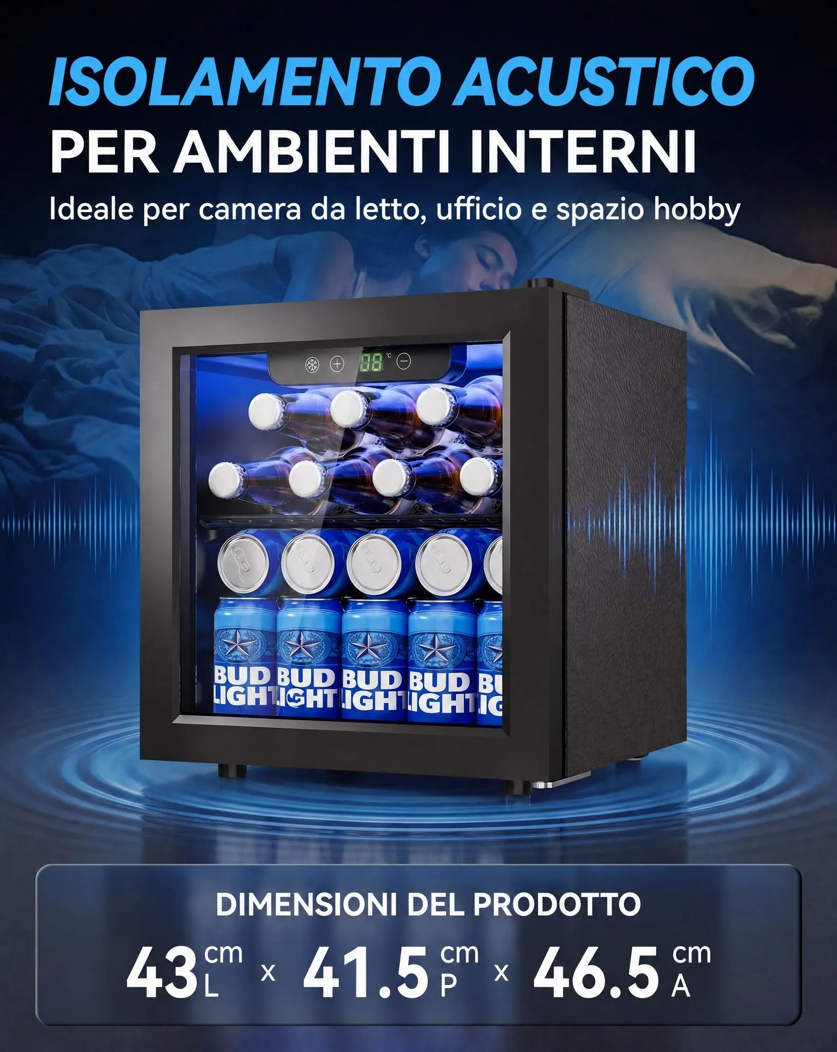 Triumphkey Frigo 36L Nero Vetro Digitale JC-36UEL-F - immagine 3