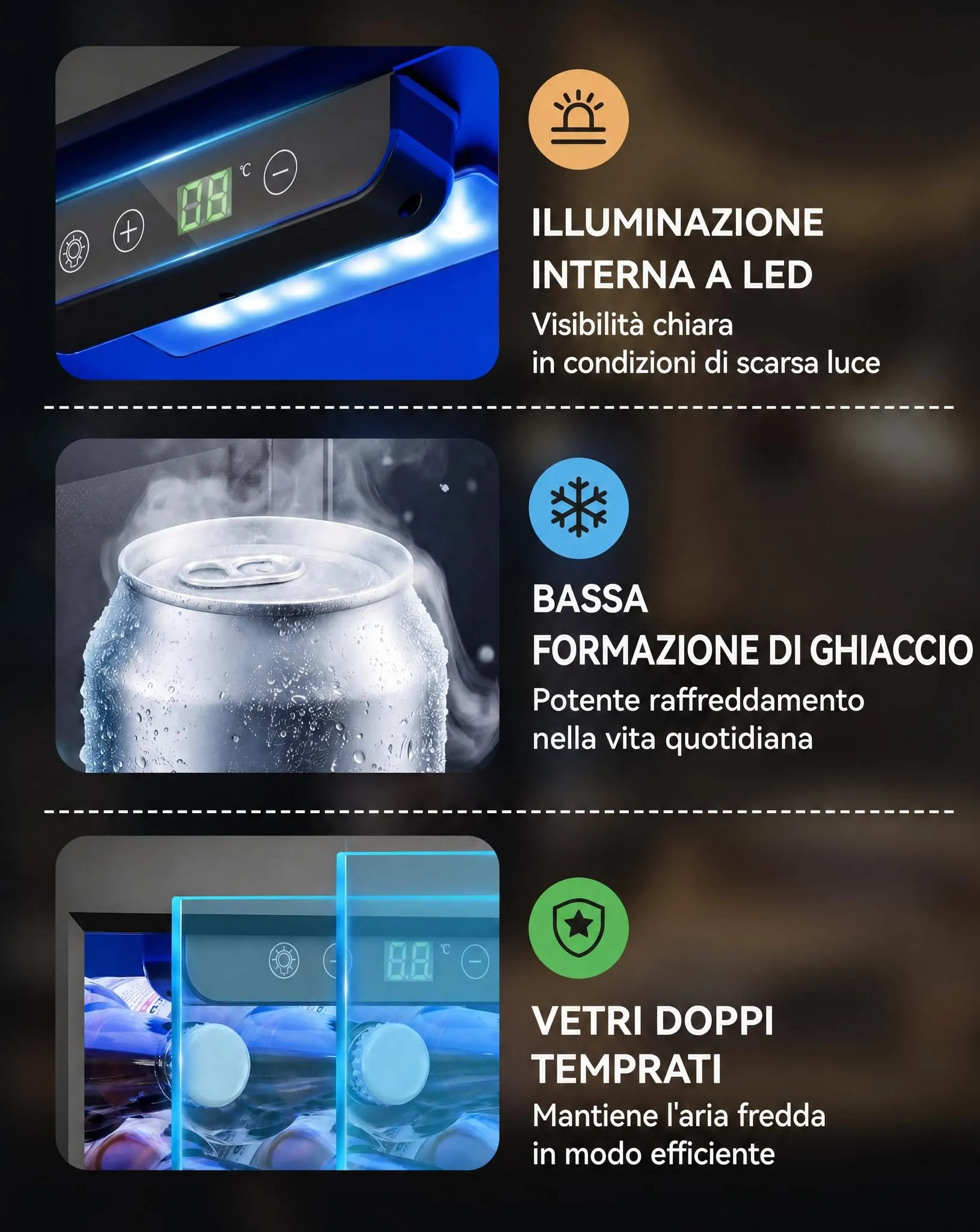Triumphkey Frigo 36L Nero Vetro Digitale JC-36UEL-F - immagine 5