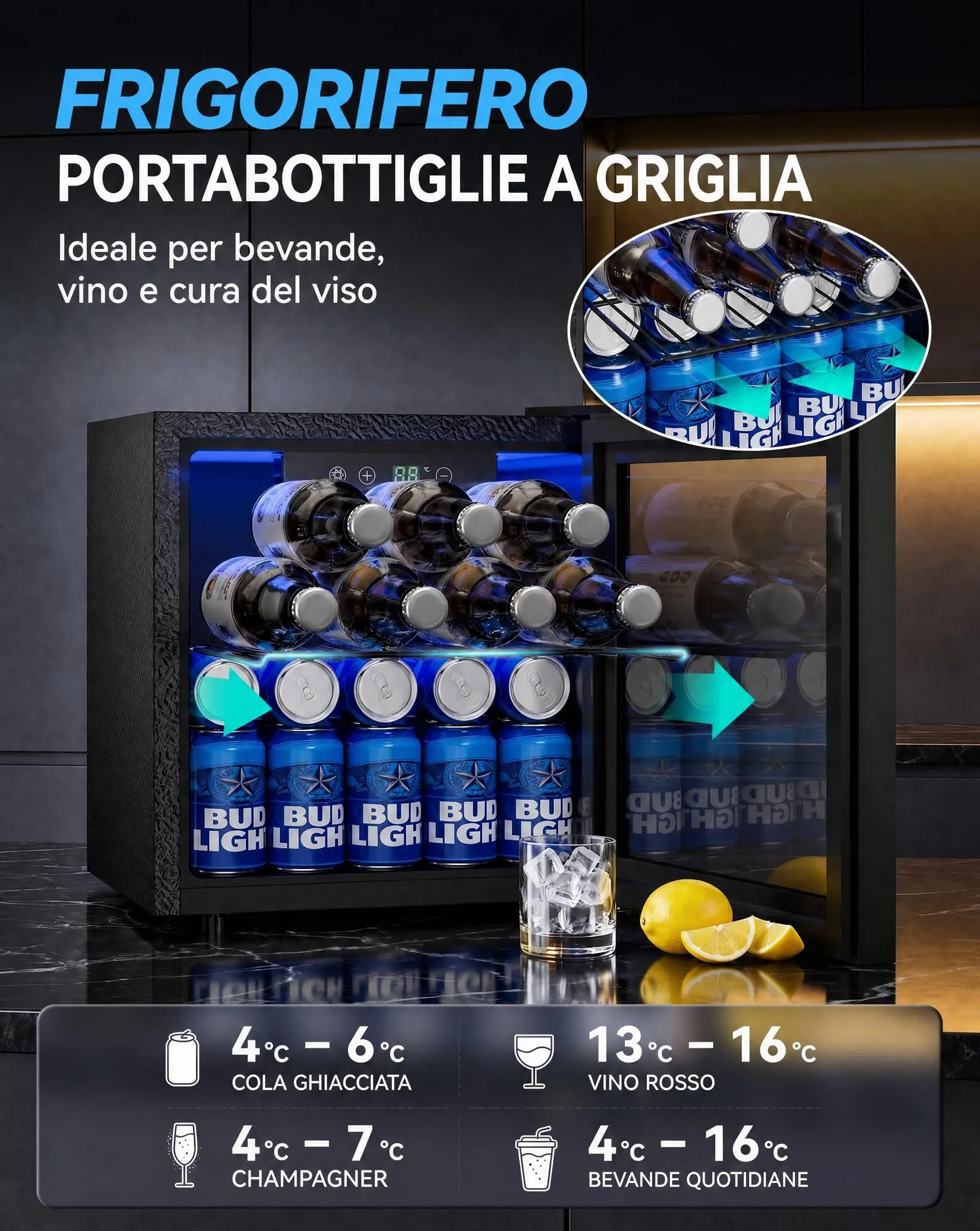 Triumphkey Frigo 36L Nero Vetro Digitale JC-36UEL-F - immagine 6