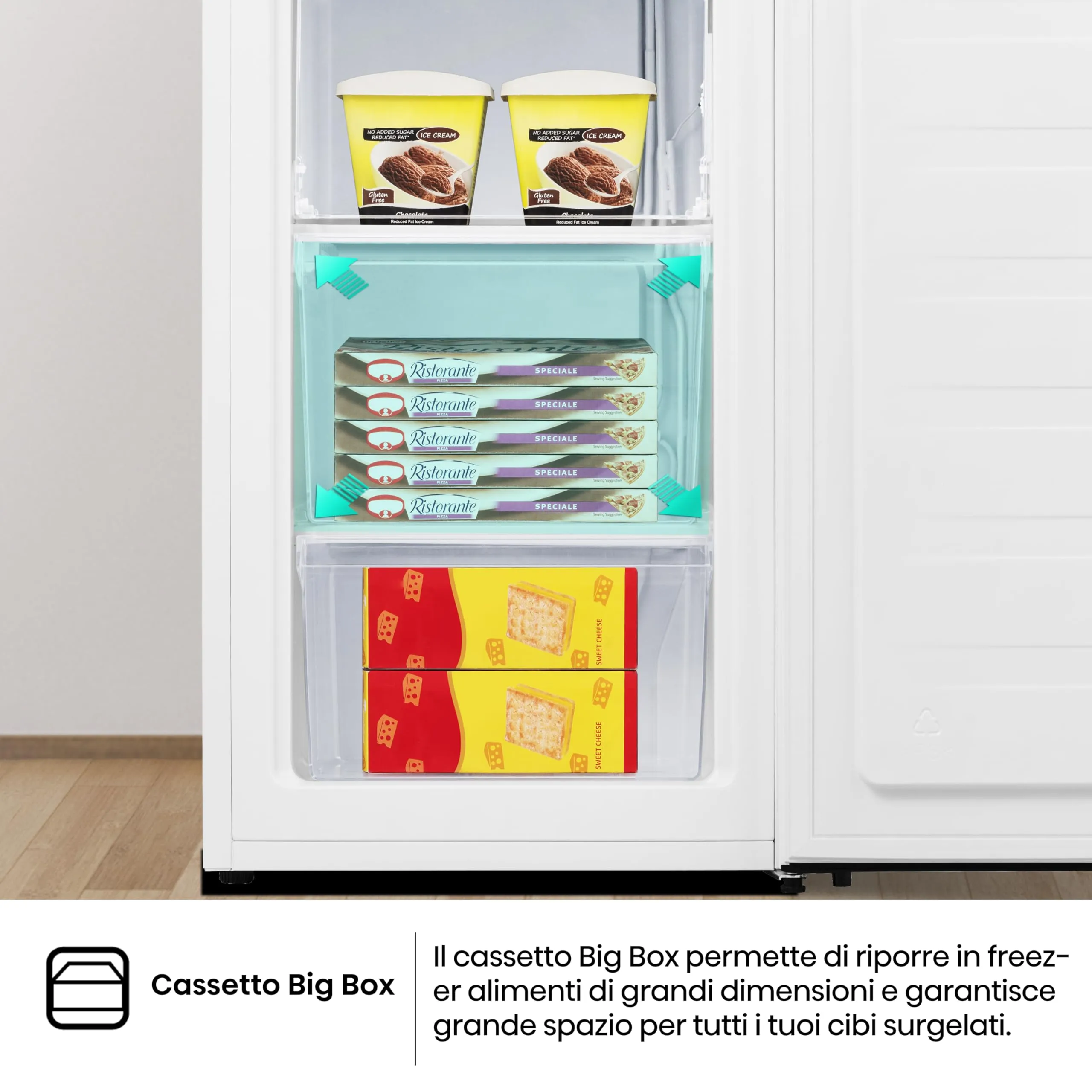 Hisense FV78D4AWE Congelatore Monoporta Verticale, 3 Cassetti, 61 Litri, Classe E, Bianco - immagine 6