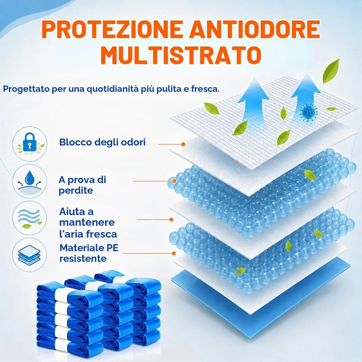 PARPAT Sacchetti per Pattumiera per Pannolini, 30 Pezzi, 4,5 m, Pellicola di Ricambio Protezione Odori - immagine 6